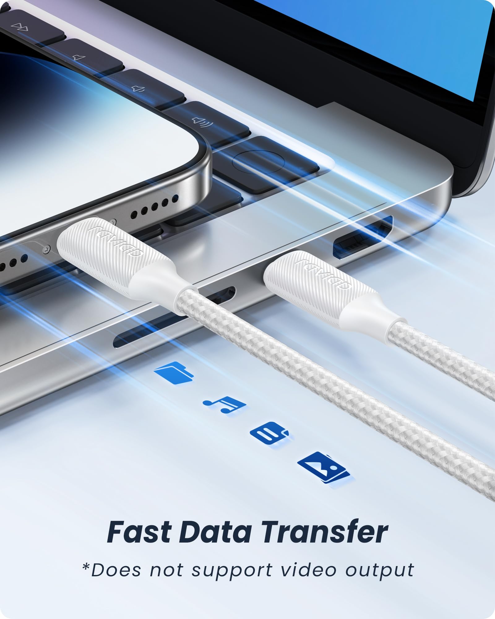 RAVIAD Cavo USB C a Lightning 1M [Certificato MFi] Cavo iPhone USB Tipo C in Nylon Carica Rapida Caricatore per iPhone 14/13/13 Pro Max/12 Mini/11 Pro/11 Pro Max/11/SE 2020/XR/XS/X/8/8 Plus - Bianco