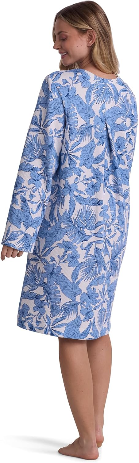 Miss Elaine Women's Short Robe, Soft Quilted Knit Robe with 3/4th Sleeves, Pockets, Sleepwear and Loungewear