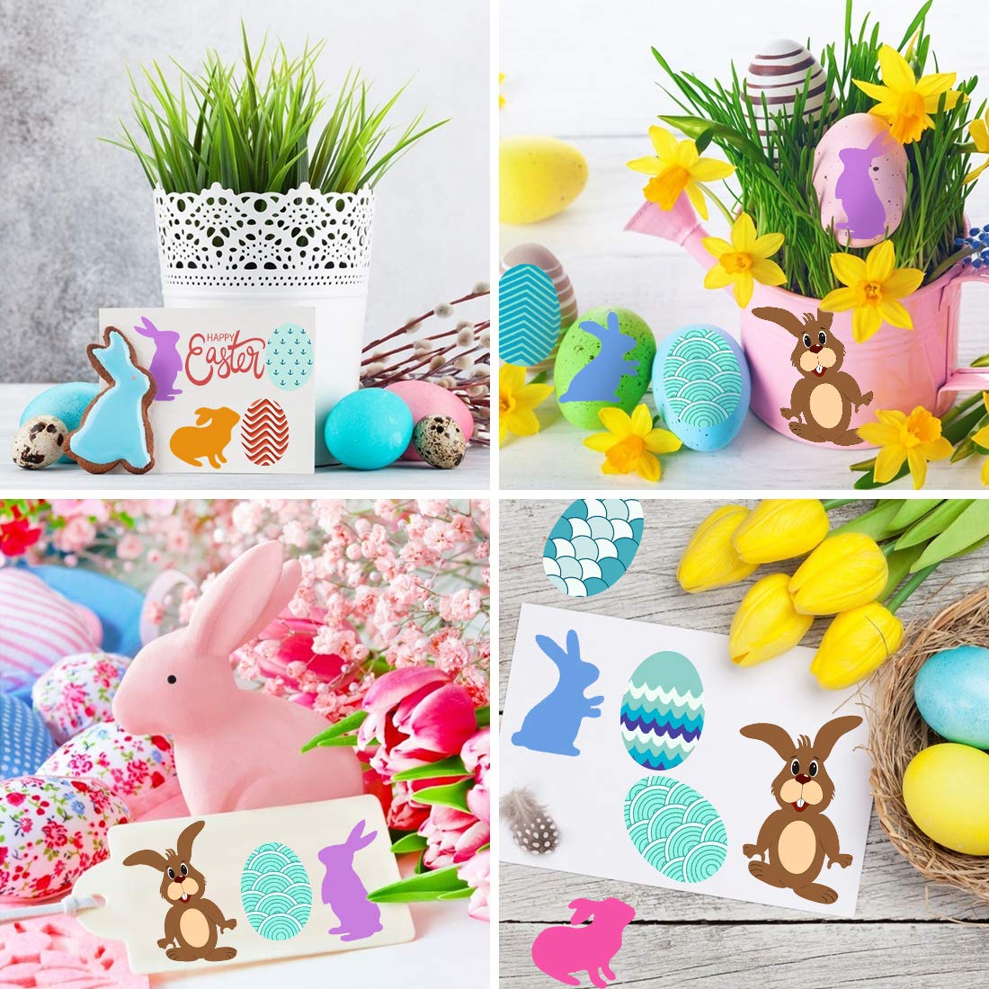 Matrices De Découpe Pâques - 3 Motifs Lapins, Œufs, Papillons - Pour Scrapbooking Et Cartes