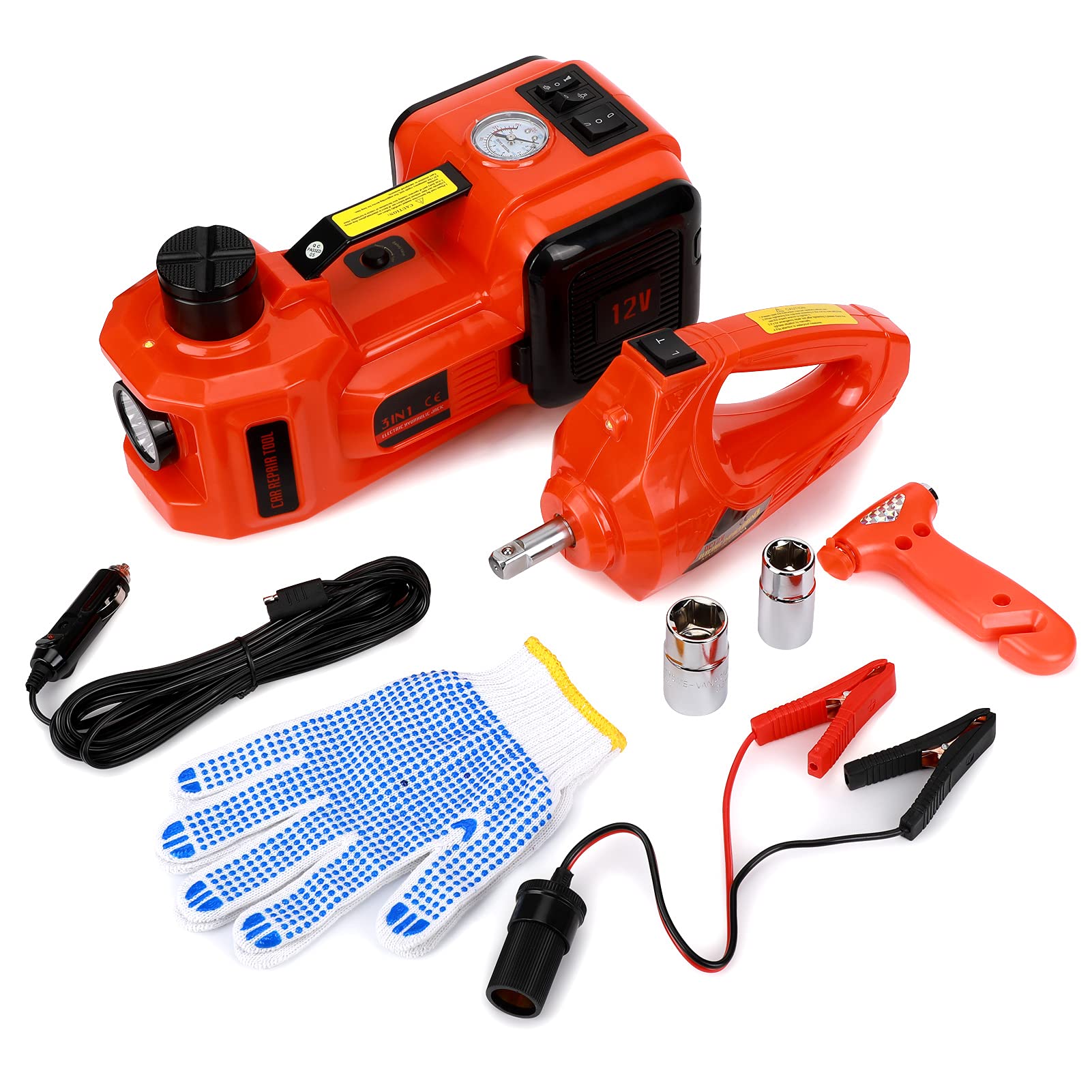 GOTOTOP Cric elettrico per auto e SUV 5Ton 12V DC Automotive Car Electric Floor Jack Lift Garage e attrezzature di emergenza con scatola di trasporto (5T jack + bulloni)