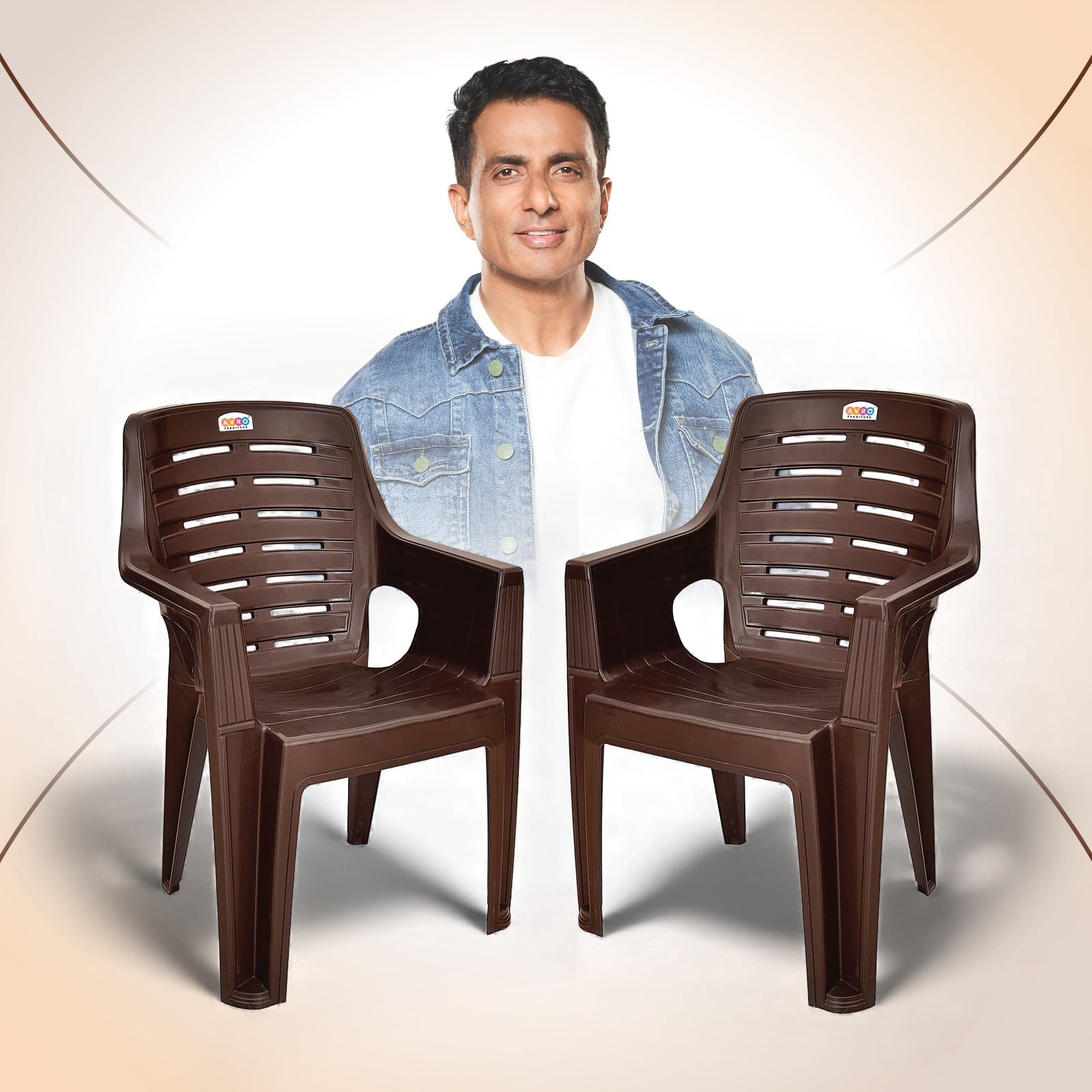 AVRO Furniture 4003 Heavy Duty Plastic Chair for Home, Office & Outdoor, Solid Back Support, Comfortable Seating with Arm, Ergonomic and Stackable, Pre-Assembled, 150 Kg Capacity, Set of 2, Brown-image-31