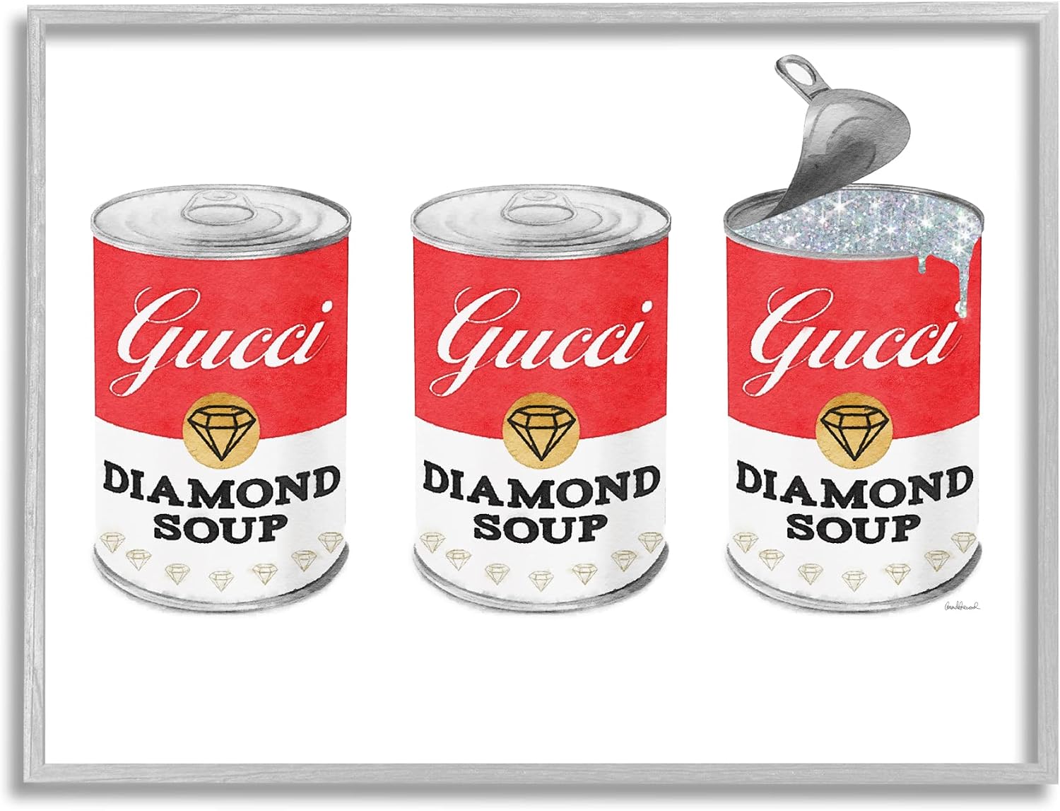 'Condensed Soup Trio Glam Fashion Traditional'| Framed Giclee Art | Stupell Industries | Gray, 14 x 11 Inches, Easy to Hang and Sturdy, Made in USA, by Amanda Greenwood