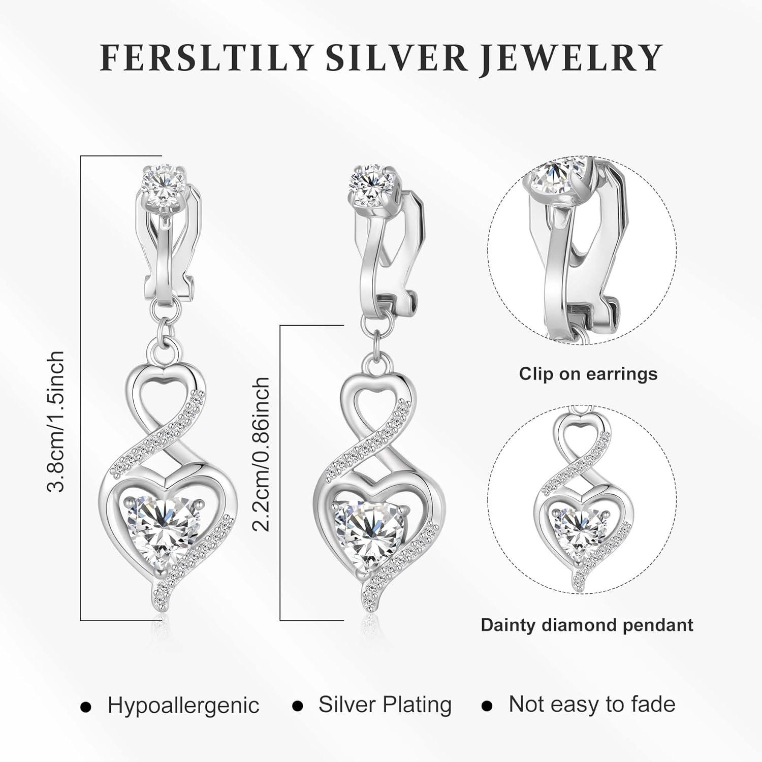 Clip On Earrings Sliver Dangle Earrings for Women Trendy Hanging Drop Earing Hypoallergenic Clip On Earring Birthday Gifts for Women Jewelry - Image 7