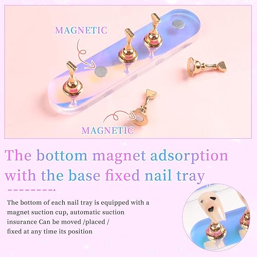 Miniatura 9 de ANGNYA Soporte para uñas a presión, 2 juegos de soportes de uñas Aurora para pintar uñas a presión con 96 piezas de masilla adhesiva reutilizable
