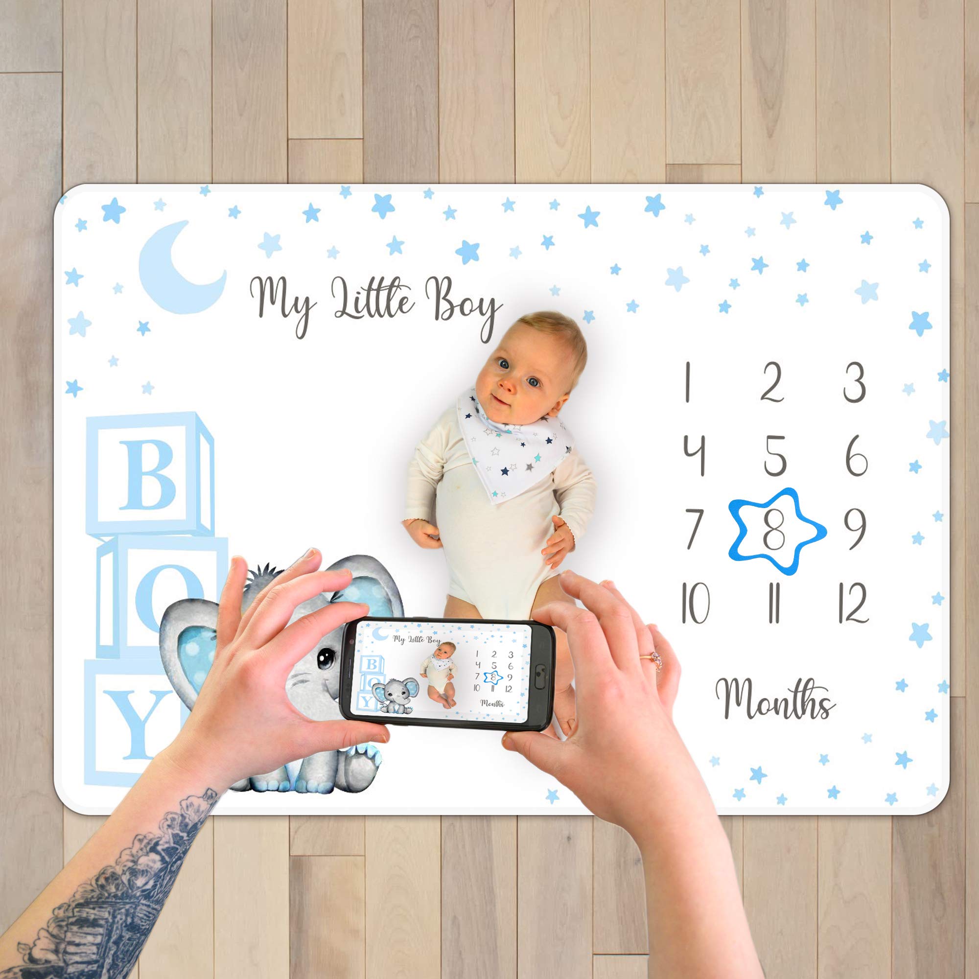Manta mensual para bebé, Manta de Forro Polar Extra Suave de Primera Calidad para Baby Shower, Manta de hito del Mes de recién Nacido para decoración de guardería de bebé, Captura el Crecimiento del