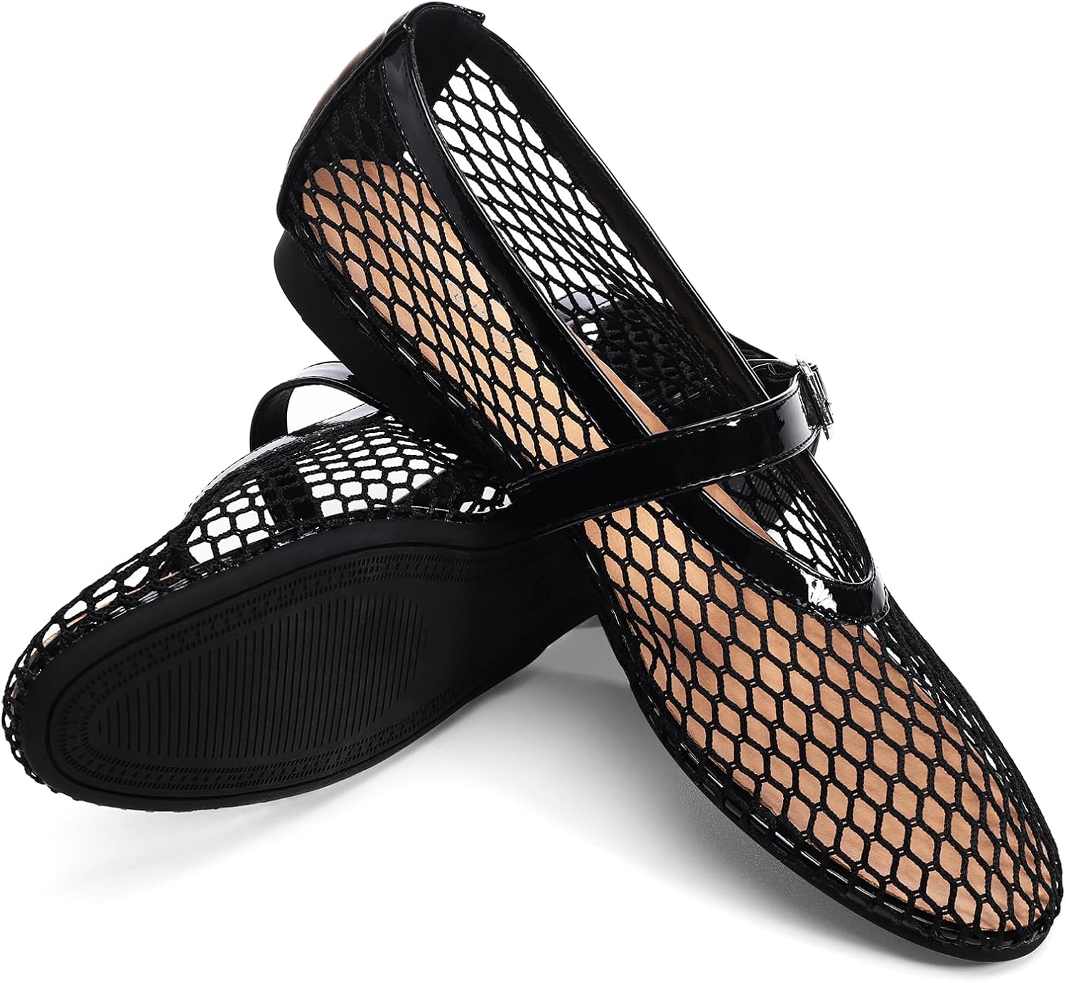 Mesh Ballet Flats for Women Adjustable Strap Mary Jane Flats Casual Office Shoes - Image 4