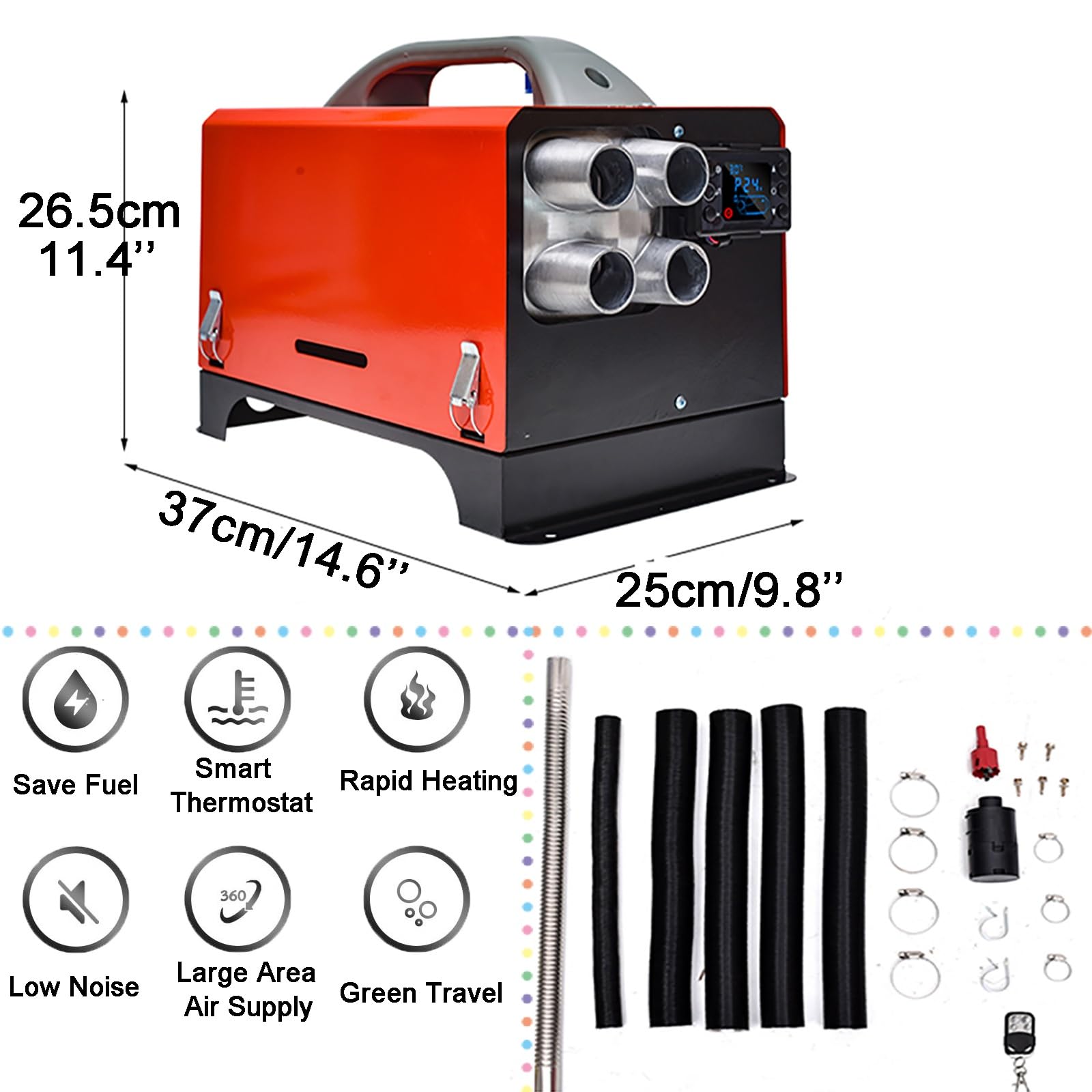 Riscaldatore diesel 5KW 12V/24V, riscaldatore di parcheggio con telecomando e display LCD, riscaldatore d'aria riscaldamento rapido con silenziatore per camper, camion, barca, autobus, auto, rimorch