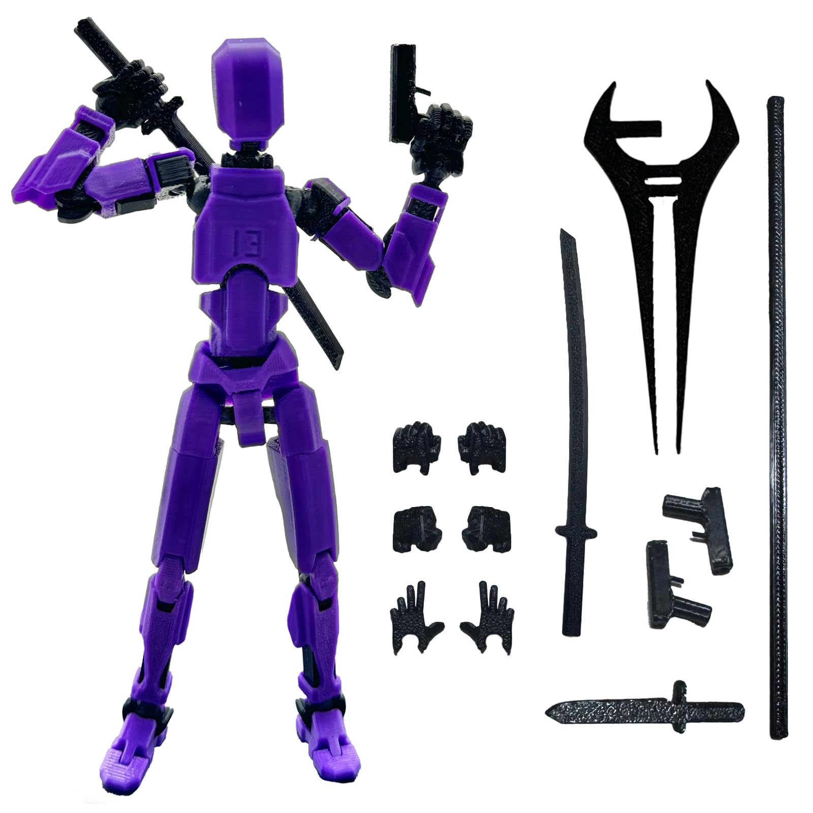QAONIE 3D Printed 5.54-inch Multi-Jointed Action Figures Dummy13, Full Body Mechanical Movable Toy, Multiple Accessories, Hand Painted Figure, Desk