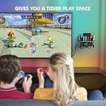 RGB Wall Mount and Controller Charger for Switch Joy-Con, Console Holder for Nintendo Switch/OLED, Switch Accessories Organizer with 15 Light Mode, 4 Controller Charging Port, 2 USB Port, 10 Card Slot