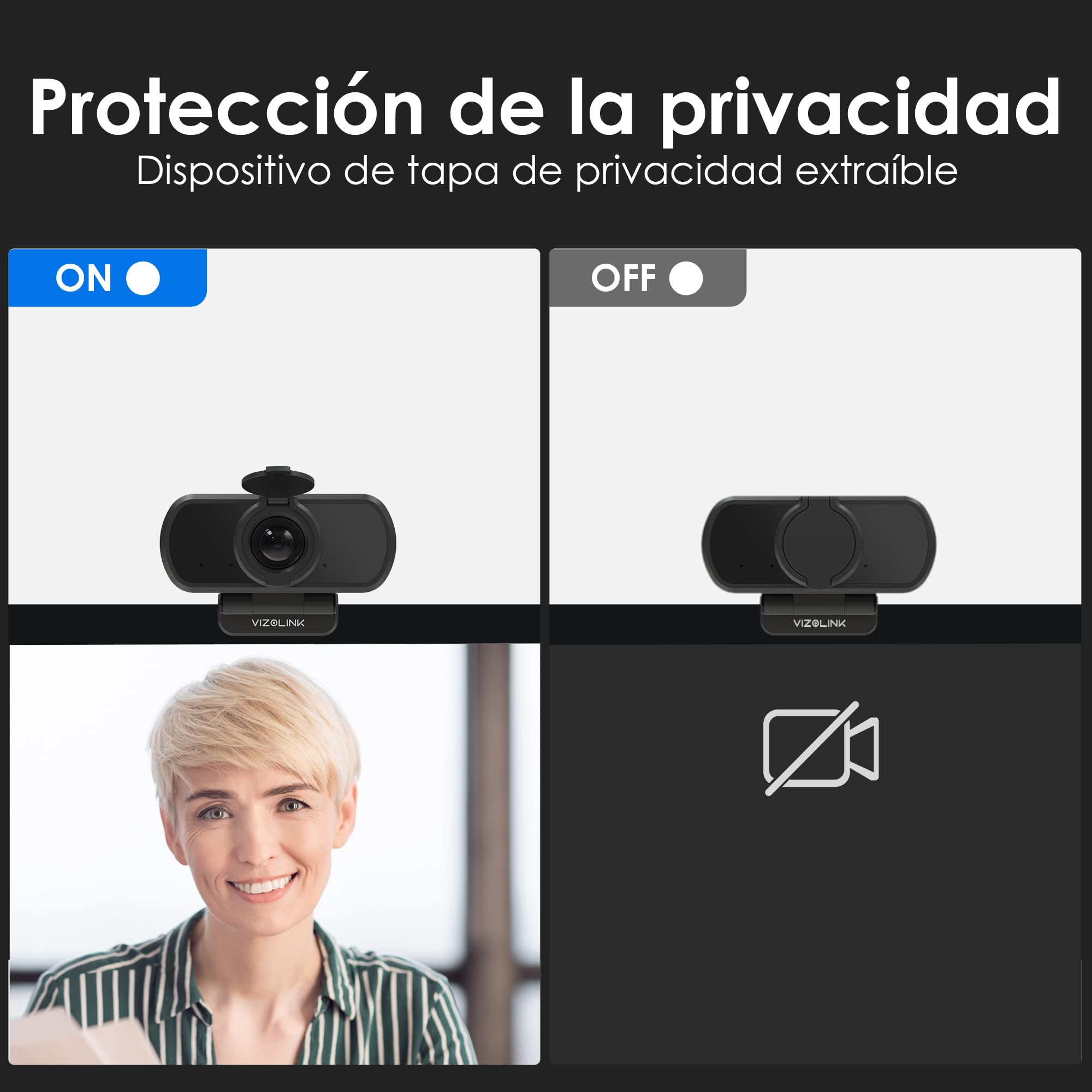 N51A Webcam Full HD 2.5k 30FPS Webcam PC con 2 Micrófono 110°Ángulo de Visión Corrección de Iluminación para Windows MacOS Linux Soporta Youtube Streaming Video Calling Zoom Videoconferencia