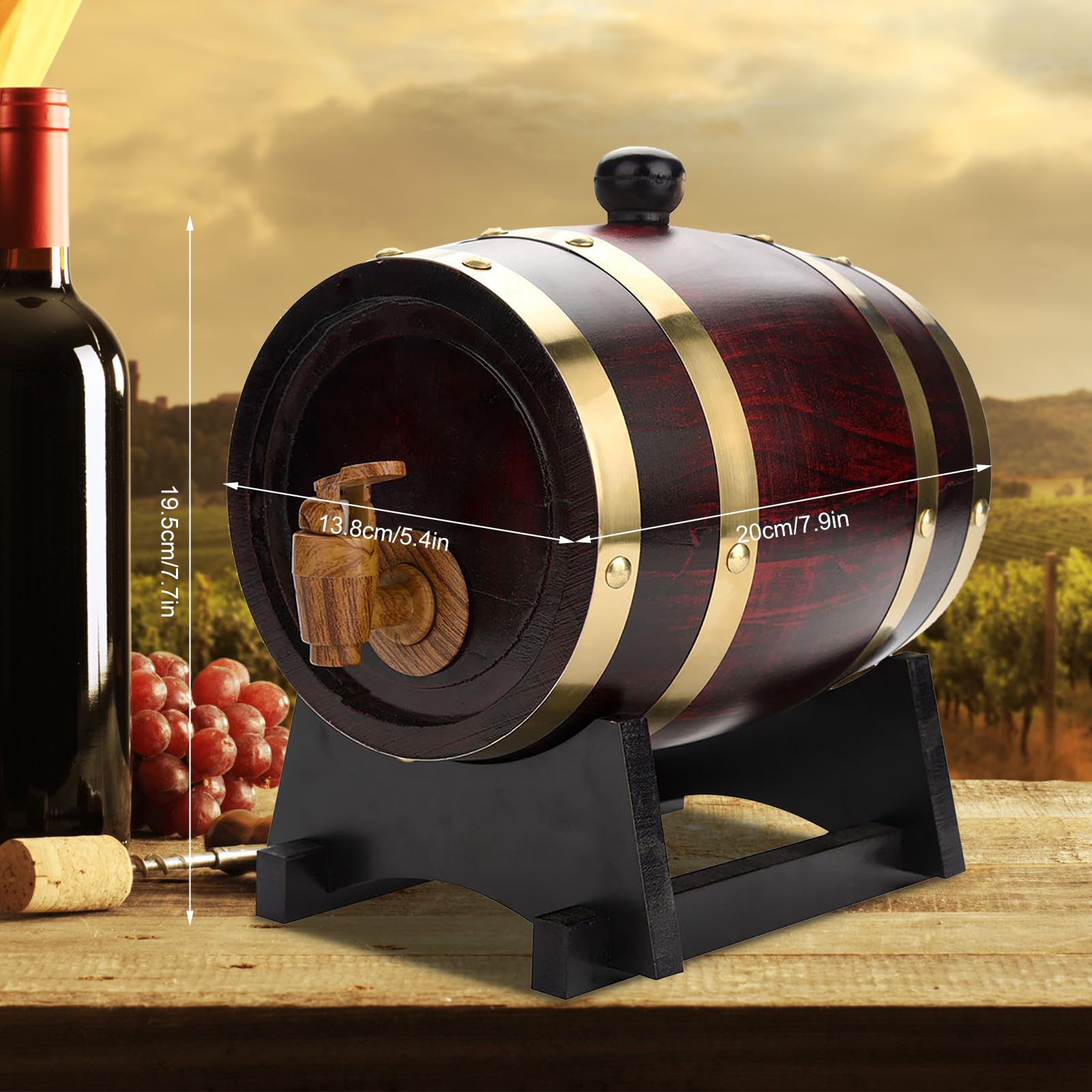 Botti di birra in botti di legno da 1,5 l/3 l/5 l/10 l, con fusto, supporto e tappo in legno, fusto di birra a casa, perfetto per birra, whisky o vino (1,5 l)