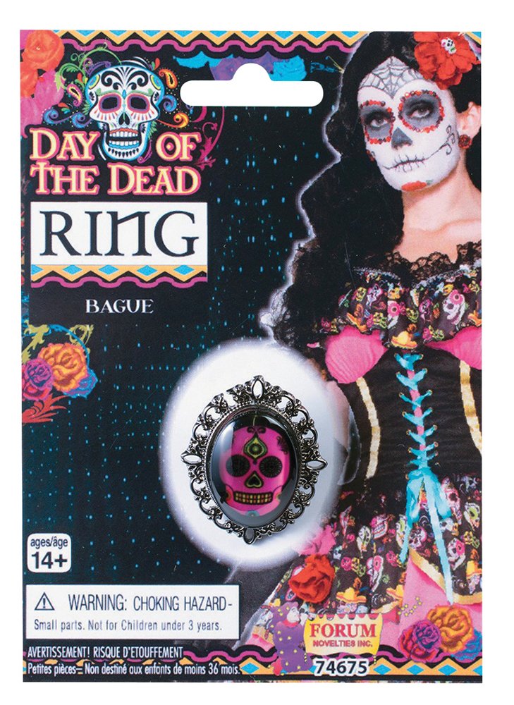 Day of The Dead Cameo Skeleton Skull Ring Costume Accessory