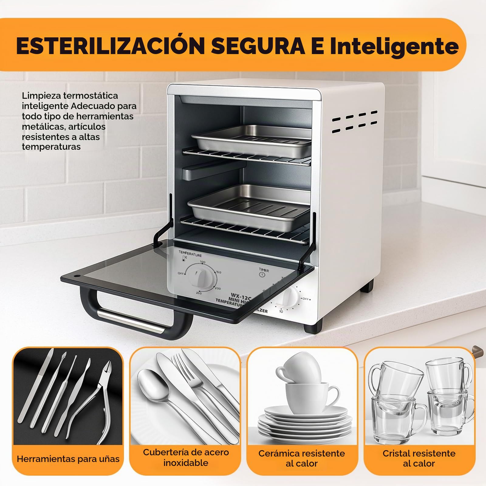 Esterilizador de alta temperatura,12L Esterilizador manicura, Autoclave esterilizador infrarrojo,control de temperatura tiempo ajustable,adecuado para salones de belleza,peluquerías,clínicas dentales