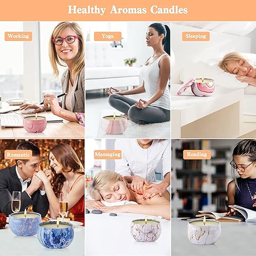 Miniatura 6 de Velas perfumadas de regalo para mujeres, paquete de 12 velas aromáticas para el hogar, juego de velas de 2.5 onzas con aceites esenciales de