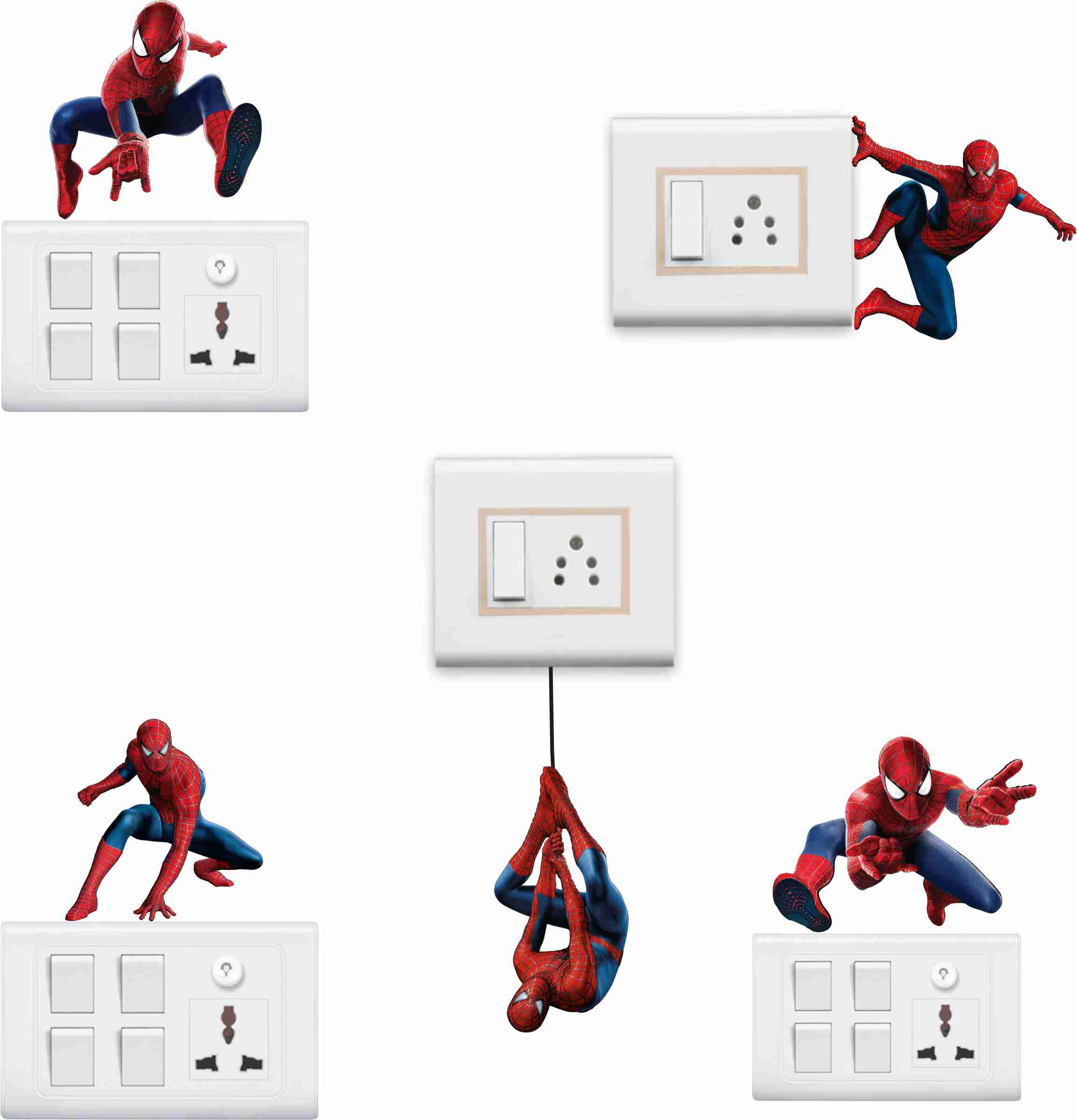 Spider-Man Wall Sticker Standard PVC Vinyl Size - Height 20Cm X 25Cm (Set of 5) Color - Multicolor SW23-image-17