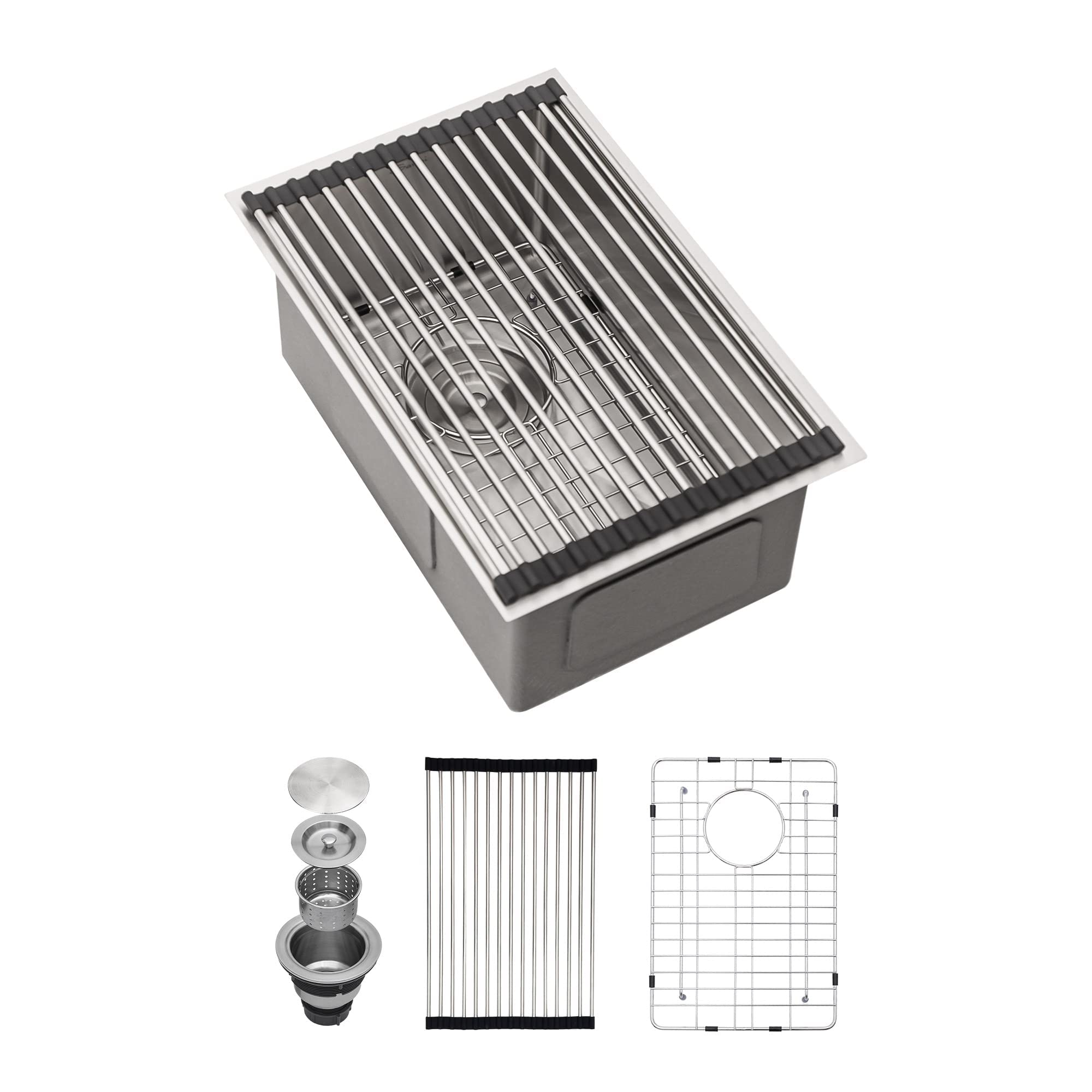 Bar Sink Undermount - Sarlai 10"x18"x8" 16 Gauge Stainless Steel Undermount Bar Prep RV Small Kitchen Sink Single Bowl