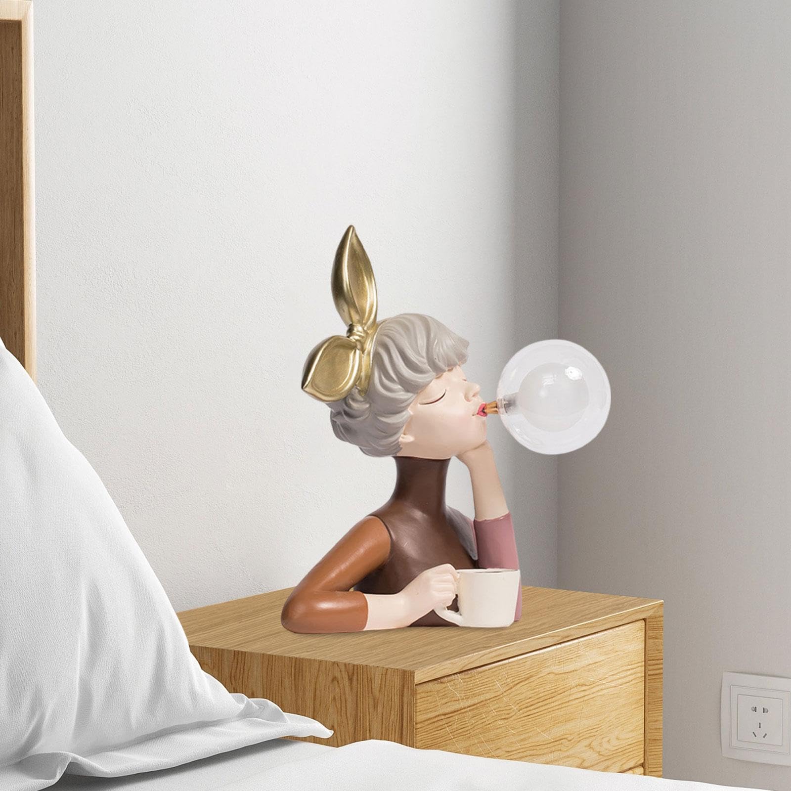 Lámpara de Noche Infantil para Mesa Lámpara de Burbuja Figura Decorativa de Resina Ornamento Adecuada para Dormitorio Lectura Oficinas, Estilo a