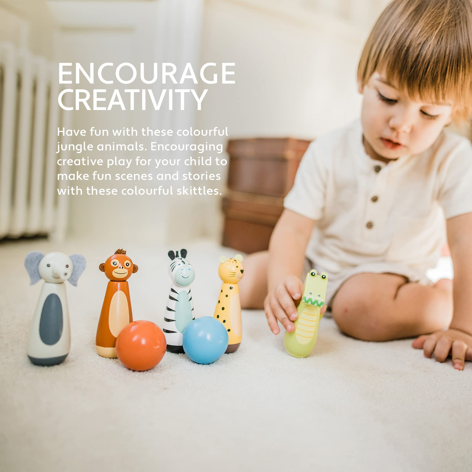 Wooden Farmyard Skittles | Kids Farm Toys | Orange Tree Toys | Cotswold