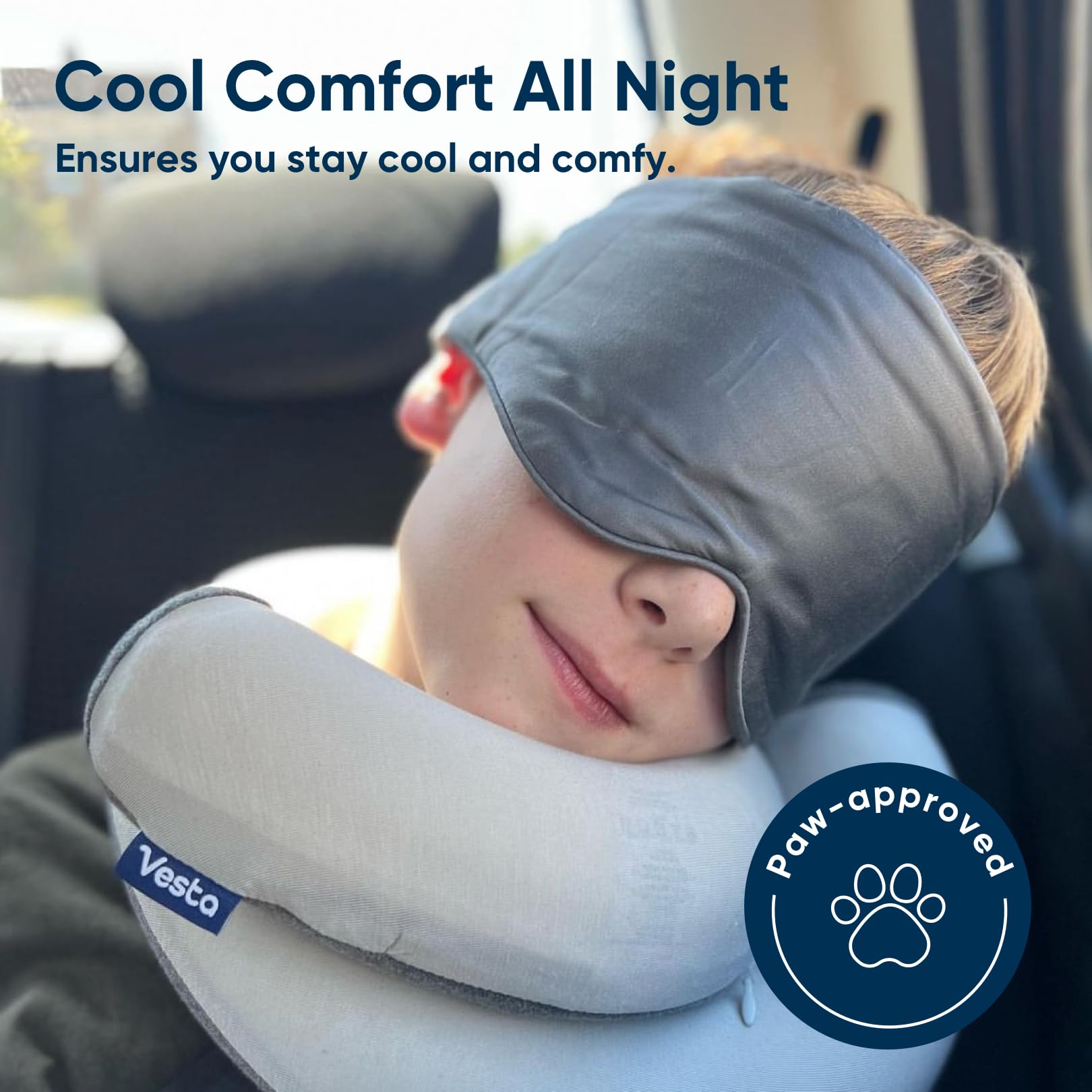 Vesta Antifaz para dormir de viscosa de bambú 100%, suave y sedoso, ajustable, tamaño completo para un oscurecimiento total, perfecto para dormir, viajar y siesta, incluye bolsa de viaje y caja de