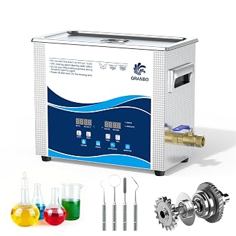 Ultrasonic Cleaner 6.5L 180W 40kHz with Heater Timer and Degassing | Professional Ultra Sonic Jewelry Cleaner 110V for Wrench Metal Tools Jewelry Eyeglass Denture Dental Parts Cleaning