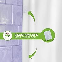 Vista 2 de Forro de cortina de ducha de PEVA resistente con imanes y ventosas, 70 x 72 pulgadas de largo