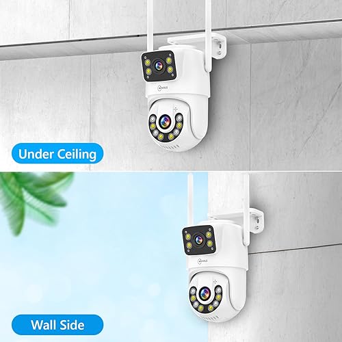 Miniatura 7 de Cámara de seguridad de doble lente Pan/Tilt Cámara WiFi para exteriores 8MP 2 unidades, seguimiento automático, detección humana, alarma de luz,