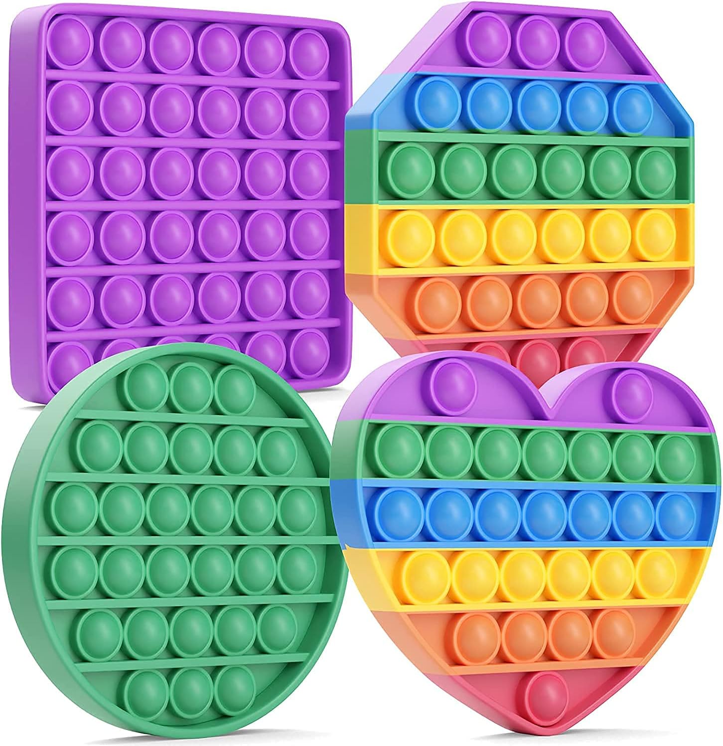 pop it Fidget Toys, pop it Fidget Toy Set | pop its Fidget Toys, Fidget Toys pop it Rainbow, pop it Toy, | poppit Fidget Toy, Rainbow pop it, Push pop Bubble Fidget Toy (4 Pack)