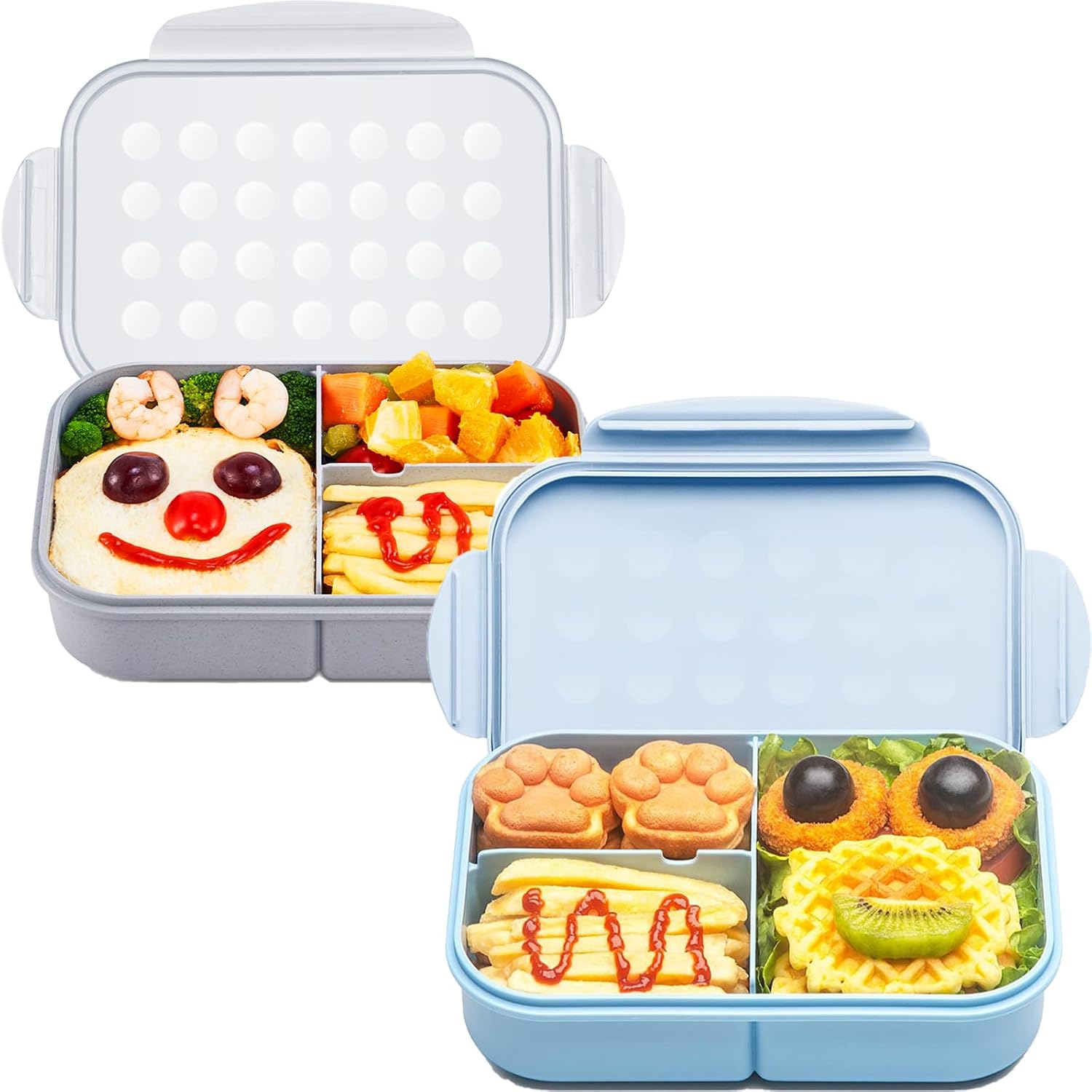 MISS BIG® Bento Box, Lunch Box Kids,Ideal Leakproof Kids Lunch Box,Lunch Containers No BPAs and Chemical Dyes,M/W,D/W & Fridge Safe(1150ml Blue&Gray)