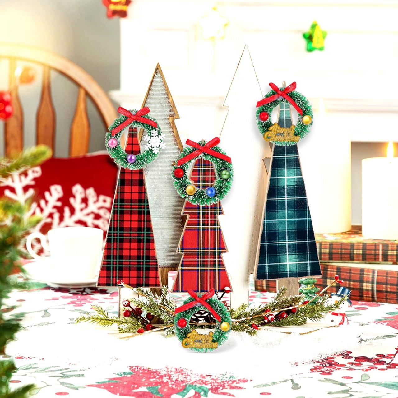 FAVOMOTO 6PCS Mini Christmas Wreath, Artificial Hanging Garland Tree Wreaths Xmas Tree Hanging Dollhouse Decoration for Xmas Wall and Craft Projects - Image 5