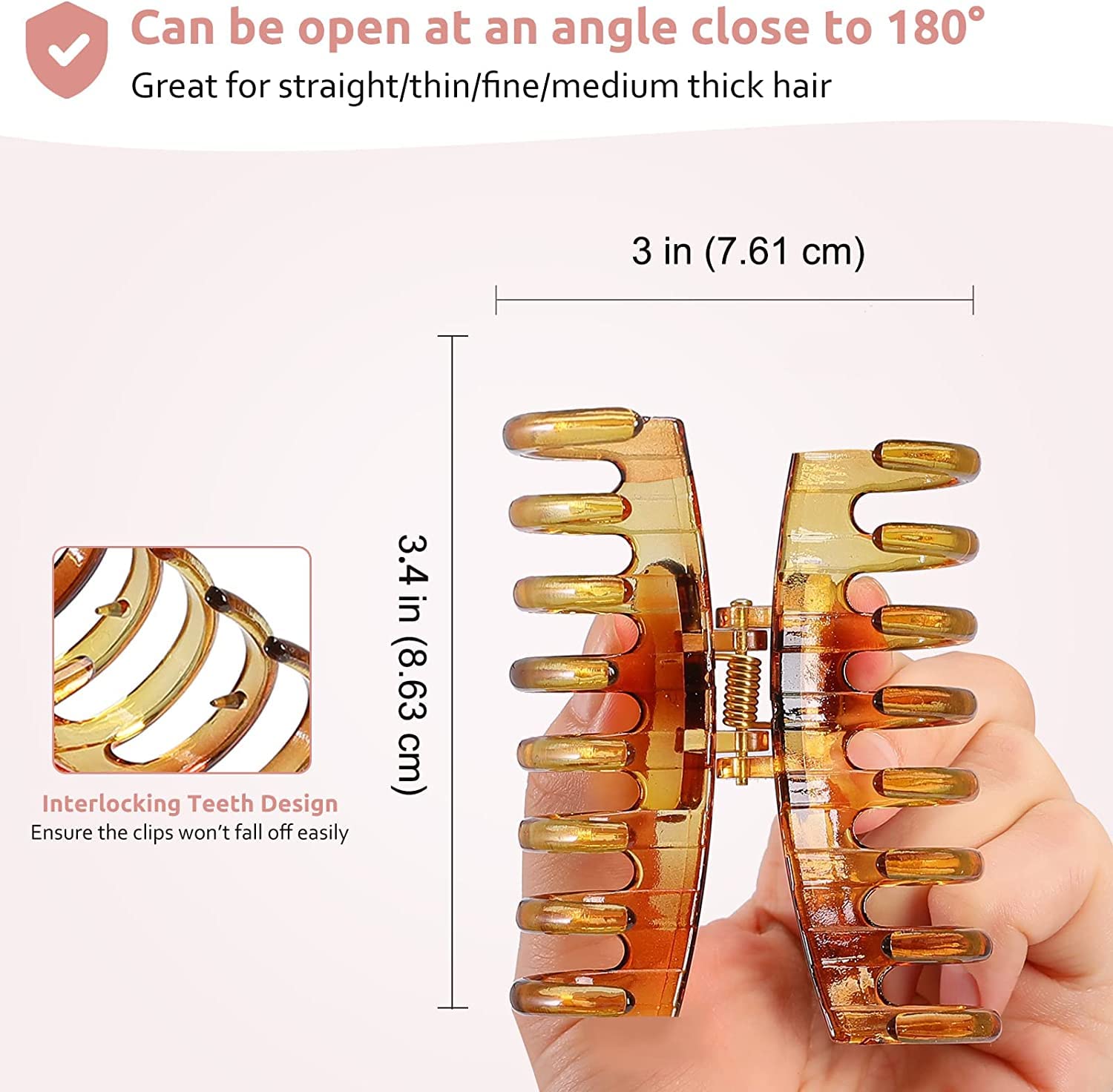 Fermaglio per capelli grande, Grandi clip di artigli, [3 pezzi] Clip di artigli di capelli grandi for donne e ragazze, fermagli for capelli sottili sottili lunghi capelli lunghi 2 stili artigli non sl