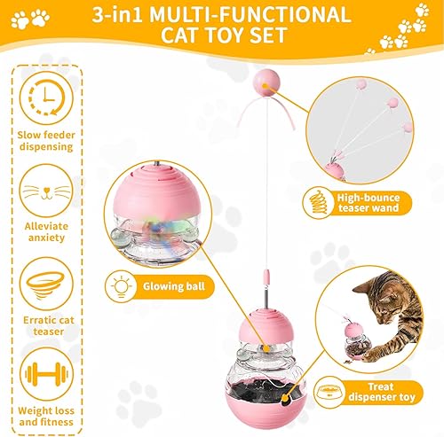 Miniatura 2 de Juguetes interactivos para gatos, varita atractiva, dispensador de golosinas de comida lenta y diseño de vaso para gatos de interior, duradero, no