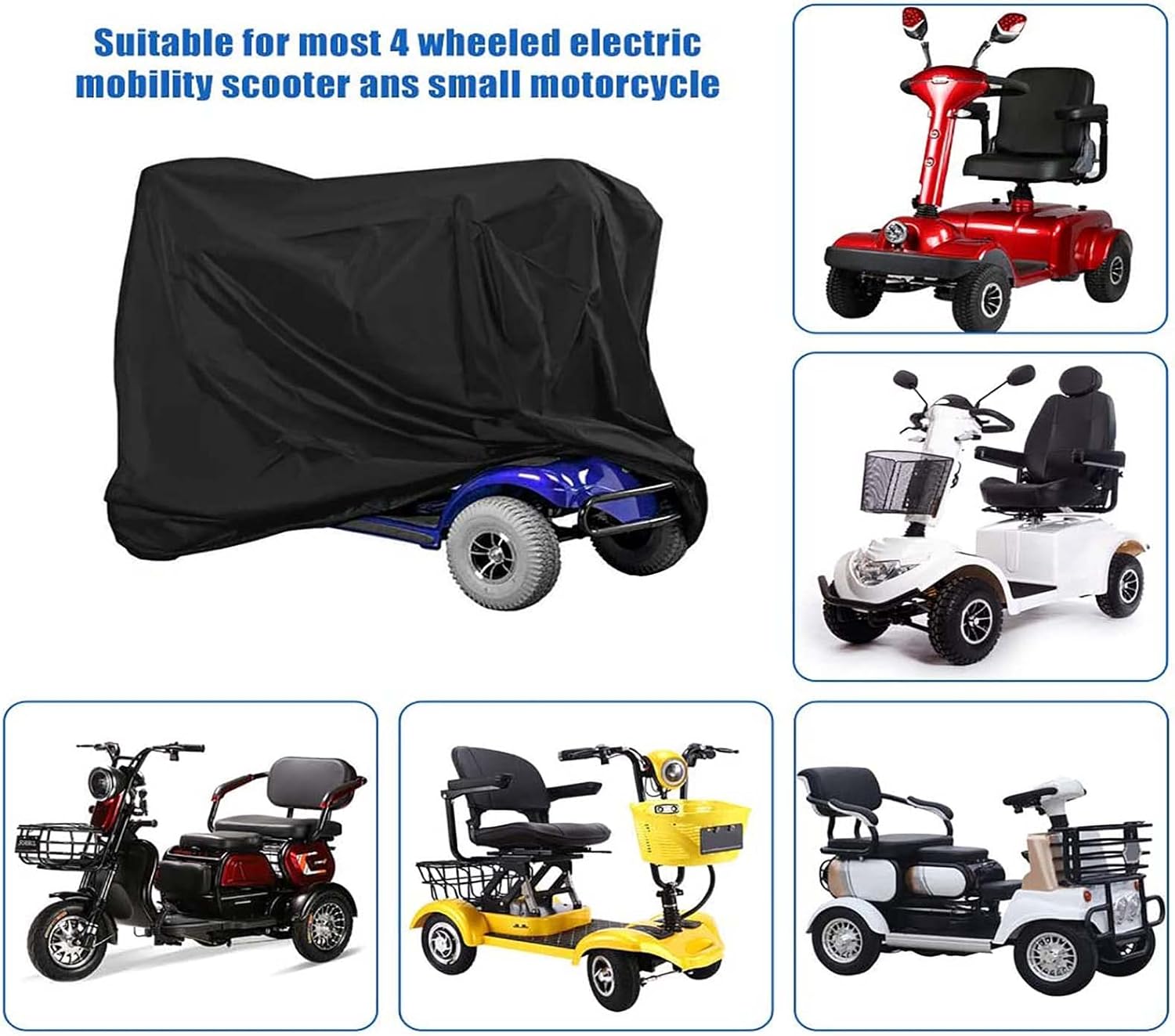 Mobility Scooter Cover, 600D Waterproof Mobility Scooter Cover Heavy Duty Mobility Scooter Storage Cover Rain UV Protector for Most Mobility Scooter, All-Weather Outdoor Protection 75 * 28 * 46inch : Health & Household