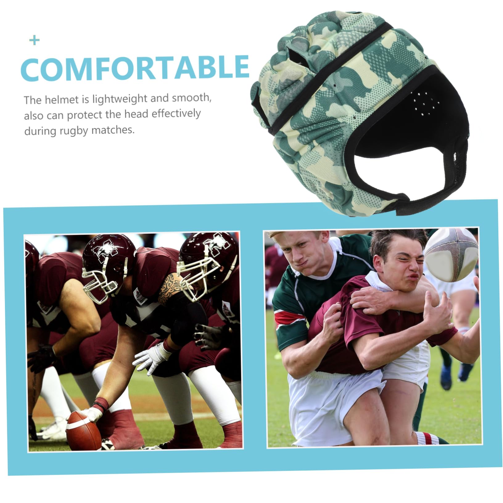 ibasenice Casco de Rugby Acolchado para Protección Fútbol y de Verde para Adultos Protección de Oídos y Transpirable