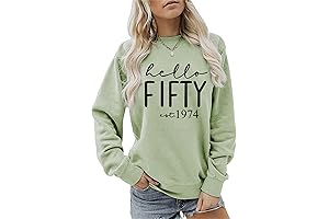 Womens Hello Fifty Est 1974 Sweatshirt 50th Birthday Gifts for Women