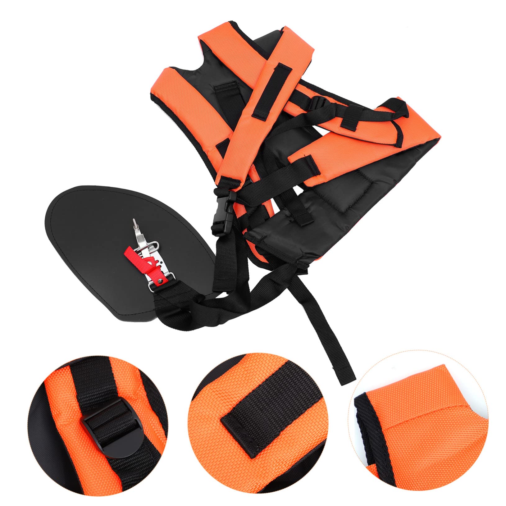 Garneck Imbracatura Decespugliatore Doppia Spalla Design Regolabile e Acciaio Inossidabile, Cinturino Imbottito Arancione per Ripartizione Carico e Comfort, Set 2 Pezzi