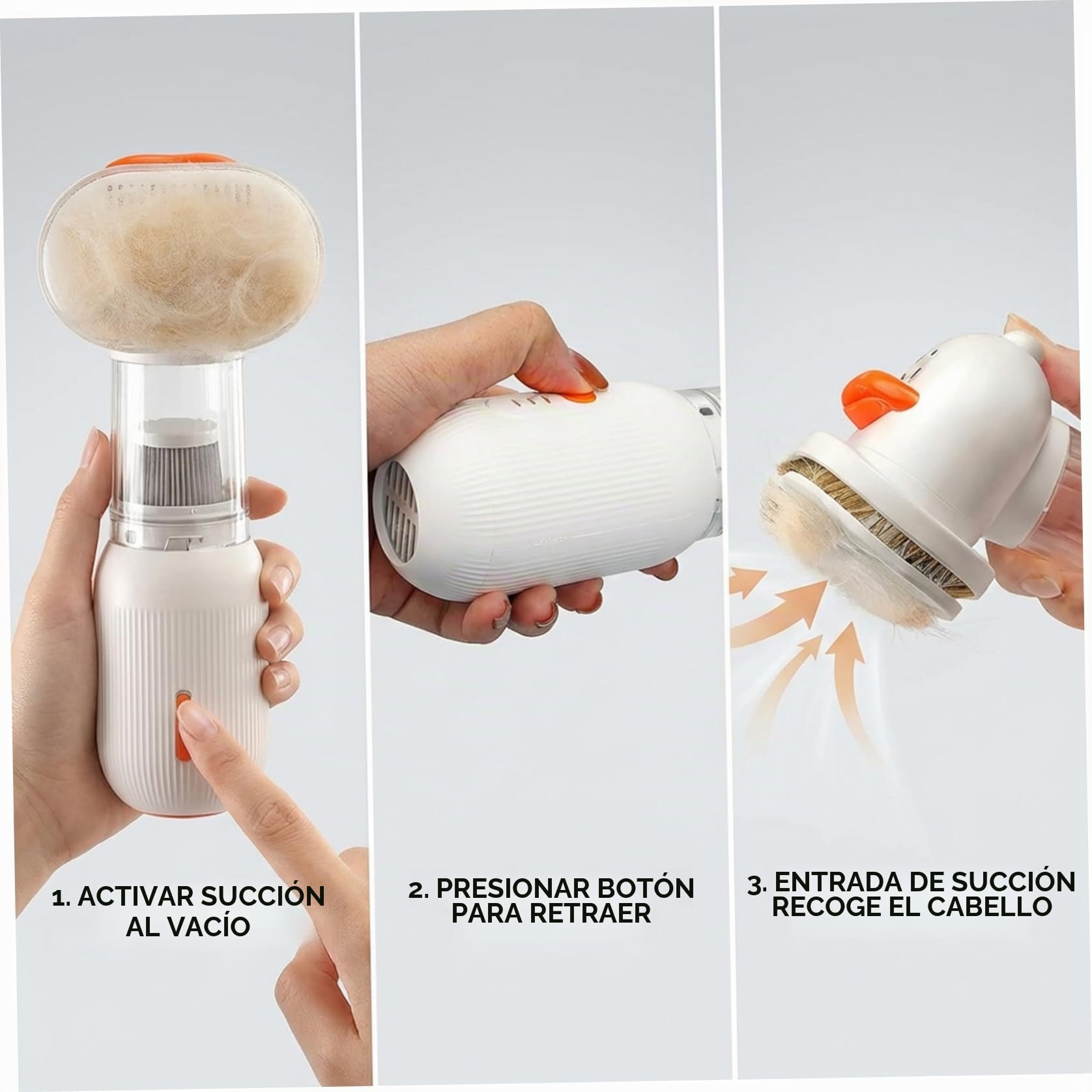 Cepillo aspirador para perros, aspirador 4 en 1 para perros y gatos con autolimpieza, diseño inalámbrico, herramienta de aseo para pelo corto y mediano, cepillo para