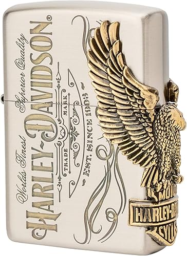 Zippo HDP-75 Encendedor, plata, modelo Harley-Davidson Japan Limited, procesamiento de 3 lados