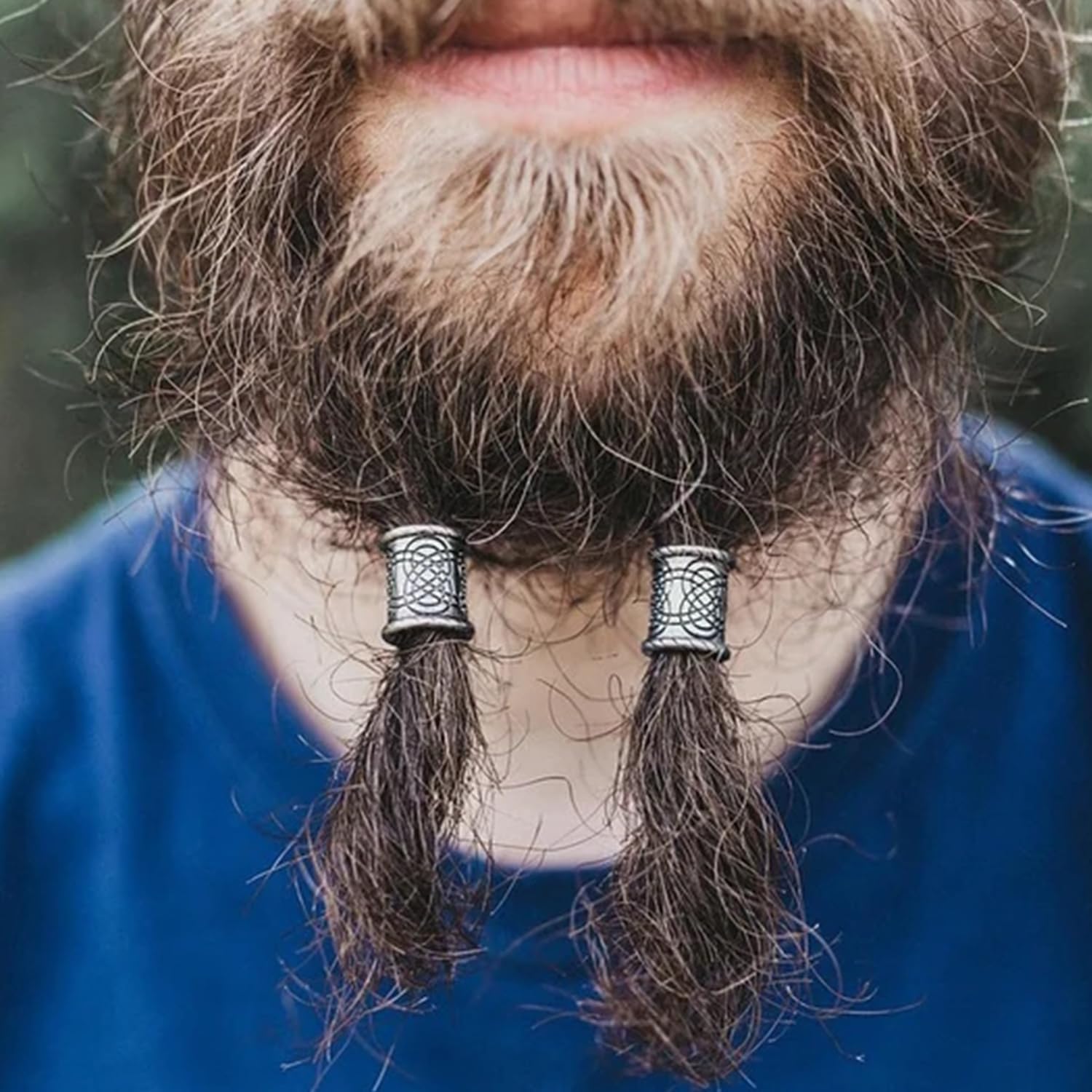 Wiking Beard Perła Broda Perła Brody Srebrna - Wewnętrzna średnica 6 mm Koraliki wikingów w kształcie brody do włosów Dredy Bransoletki Wisiorki Srebrne Naszyjniki Drzewo Vintage Srebrny Srebrny