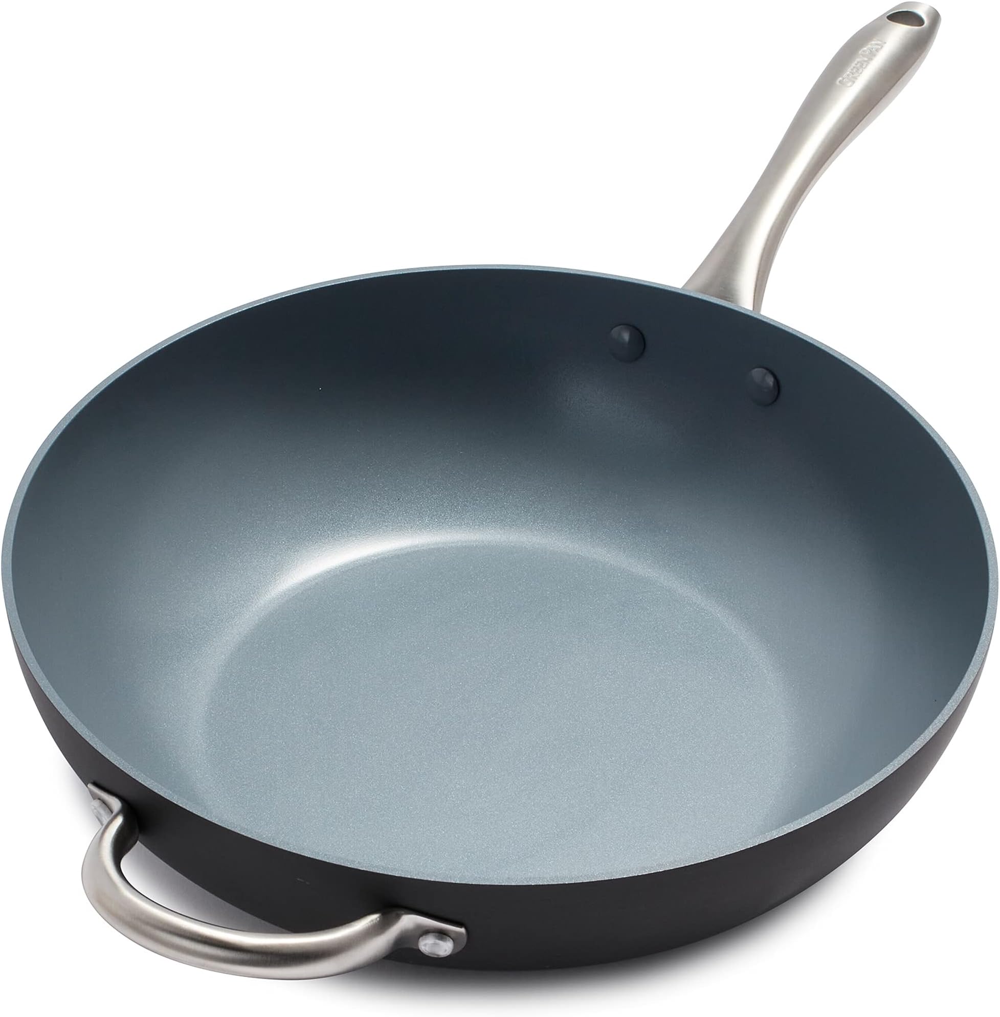 GreenPan Lima 12.5" Hard Anodized Open Wok with Helper Handle Coated with Thermolon -CW0004251