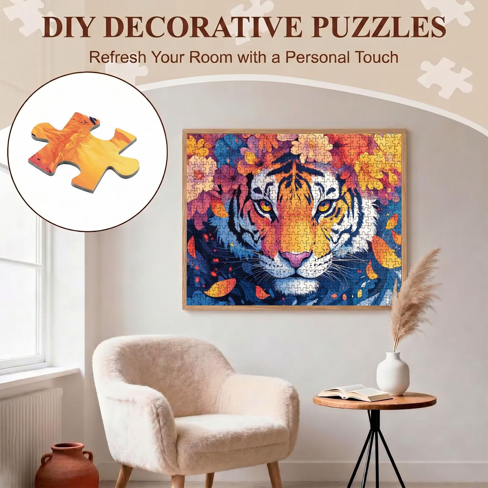 Lindo Tigre-2 Puzzle de 1500 Piezas, Juego de Mesa Familiar de Madera - Rompecabezas Adultos para Toda La Familia, Rompecabezas Educativo DIY y Antiestrés - con Mapa de Referencia, 87 x 57 cm f0-566