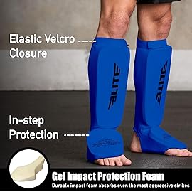 MMA Shin Pads for Muay Thai and Kickboxing, Protective Shin Guards with Instep Guard for Sparring and Training, for Adults, Kids, and Youth