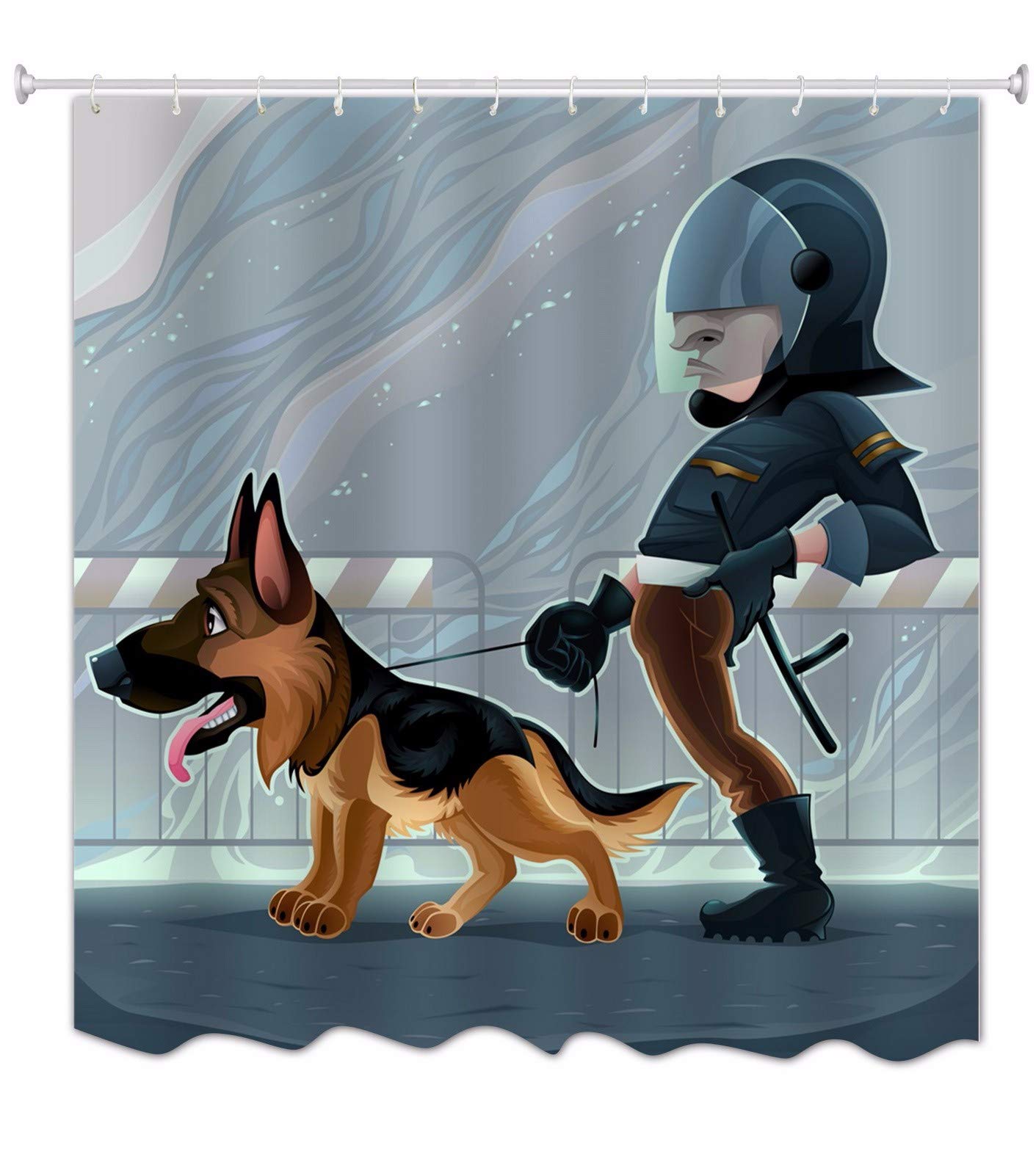 A.Monamour Duschvorhang Mit Hunde-Motiv – Wasserdicht, Schimmelfest, 180x200 Cm, Mit Haken
