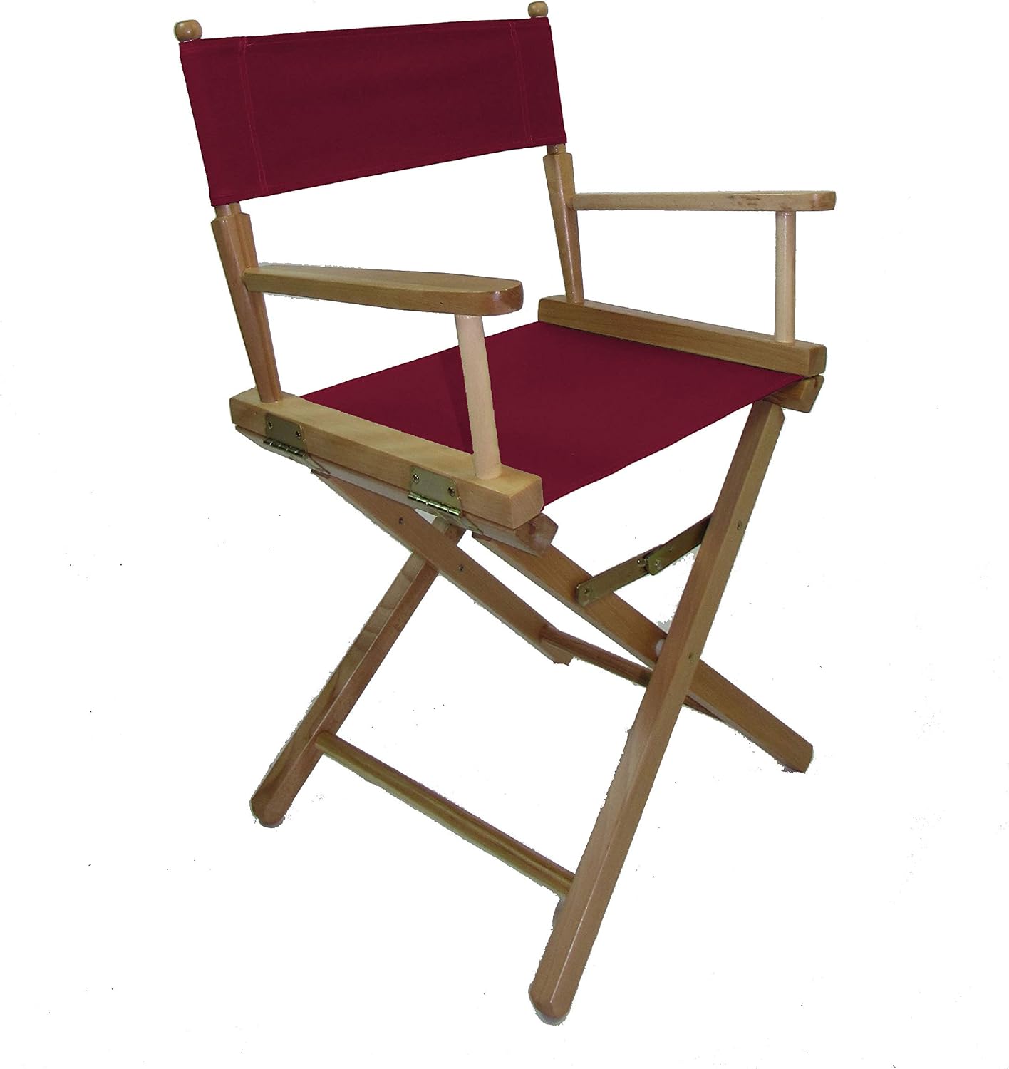 TLT Contemporary 18 Inch Table Height Natural Frame Directors Chair with Sunbrella® Fabric Cover Set - Burgundy