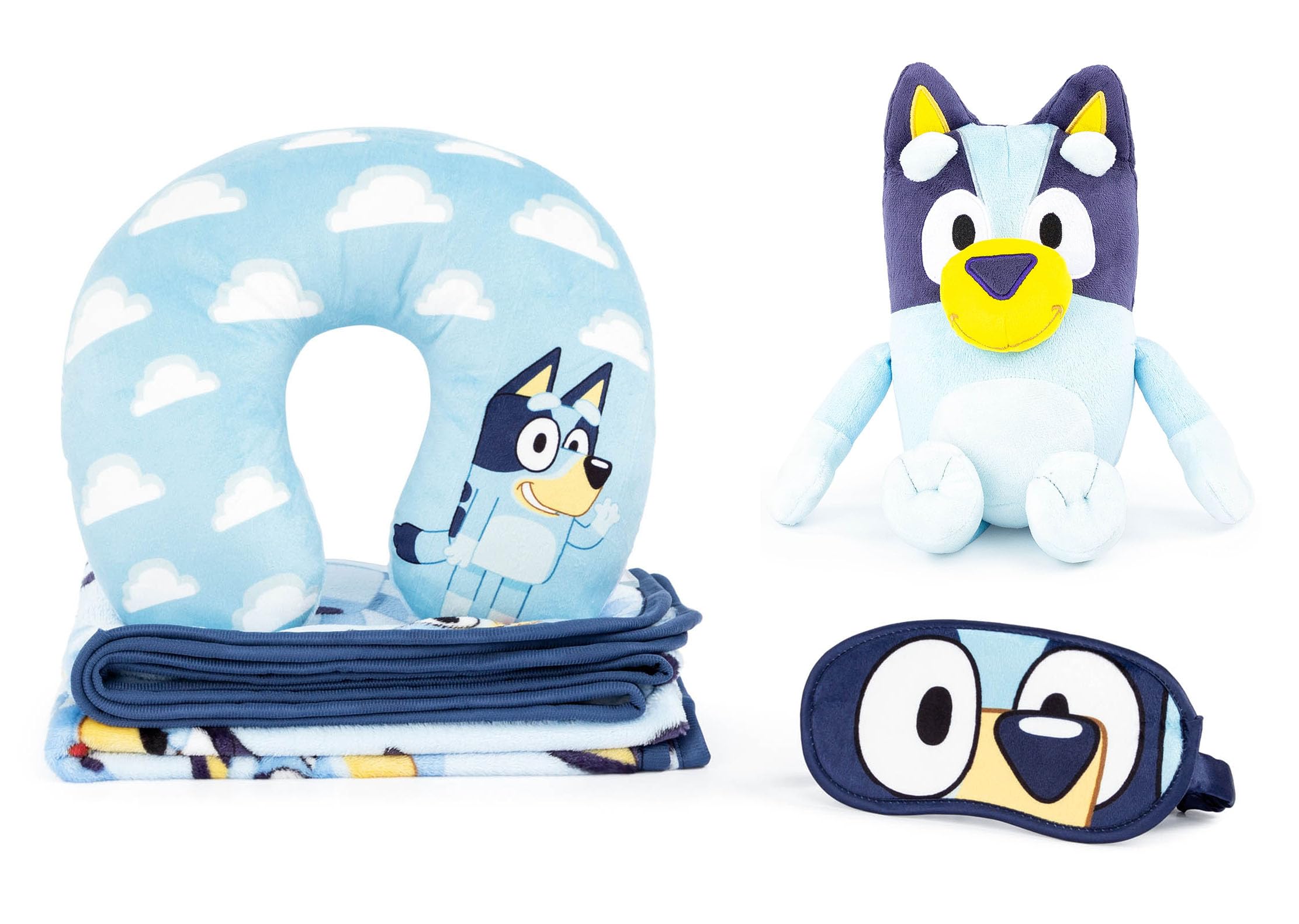 Jay Franco Bluey Plush Pillow and Travel Set Bundle