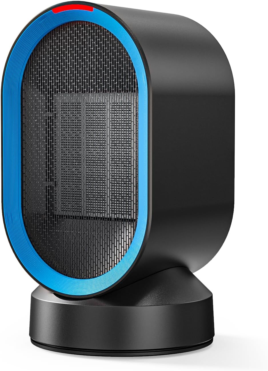 TABYIK Space Heater for Indoor Use, 45°Oscillating Portable Heater, Fast Heating Ceramic Heater Quiet Heat with 7 Safety Protections Small Electric Heaters for Indoor Office Desktop Home (Black)
