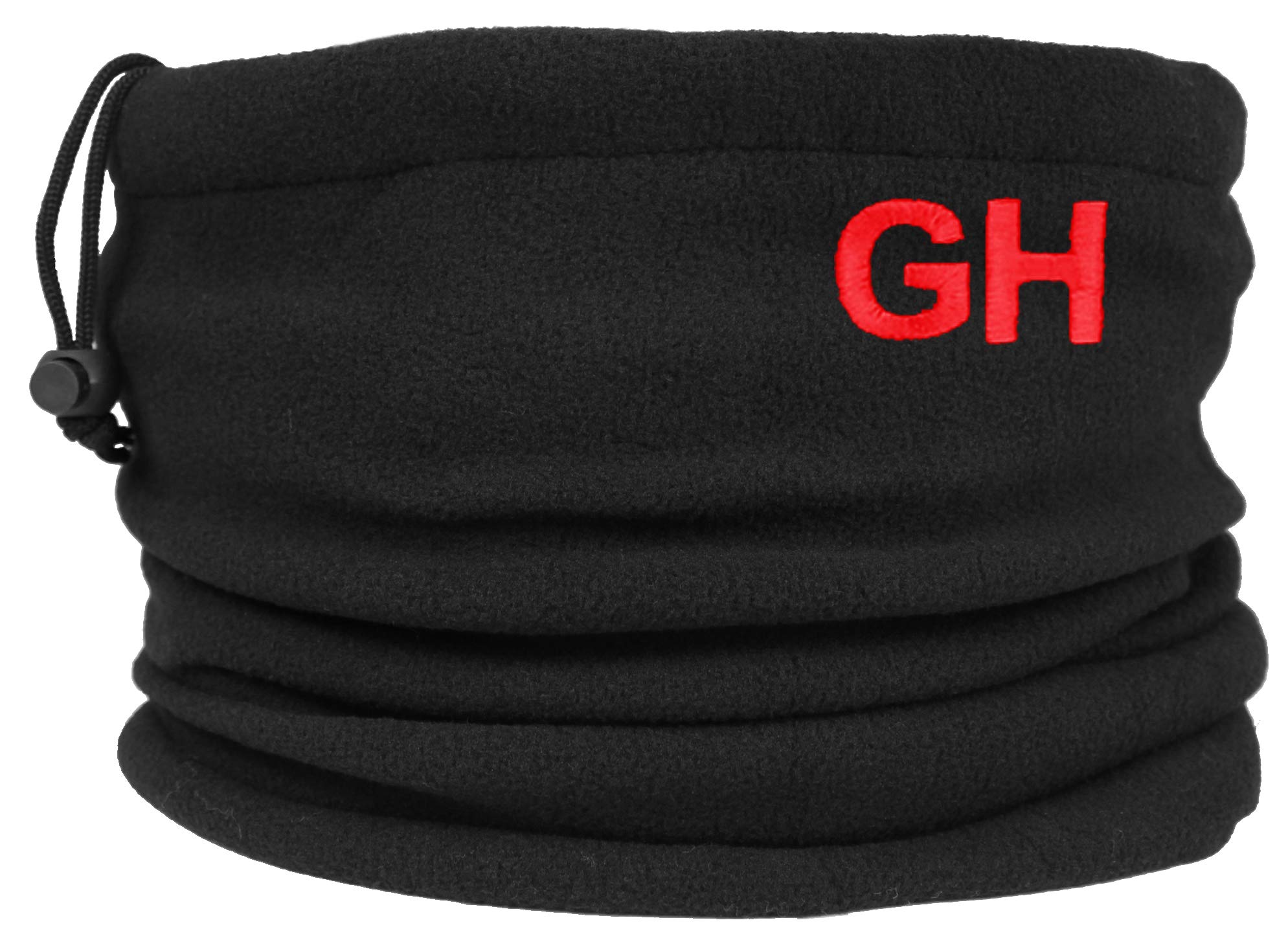 Teddyts Red Embroidery Personalised Initials Black Fleece Sports Snood With Adjustable Toggle (Red Embroidery)