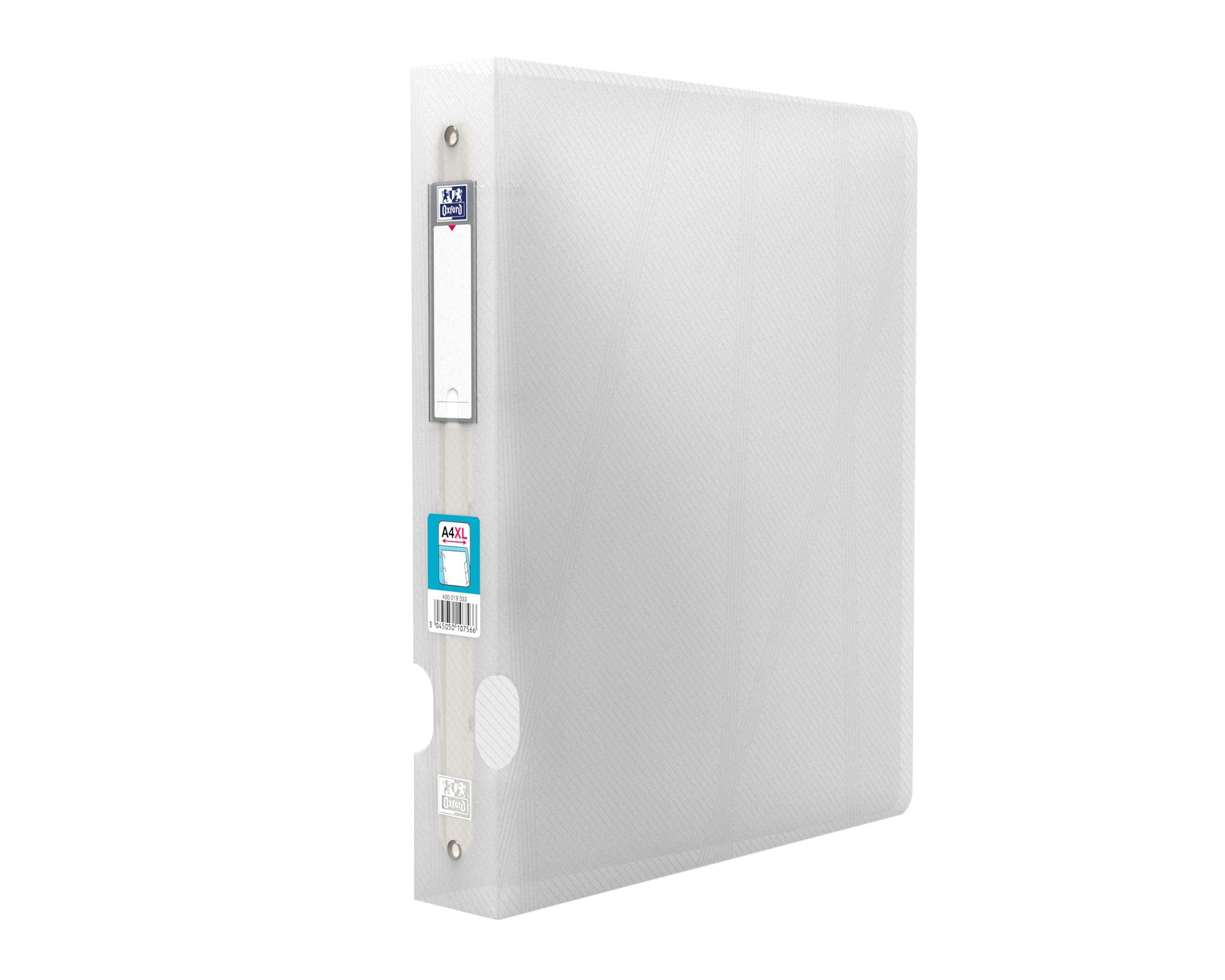 Oxford Ring Binder, A4, 4-Ring, Asymmetric, Colourless, 225 Pages, 40mm x 21cm, Polypropylene