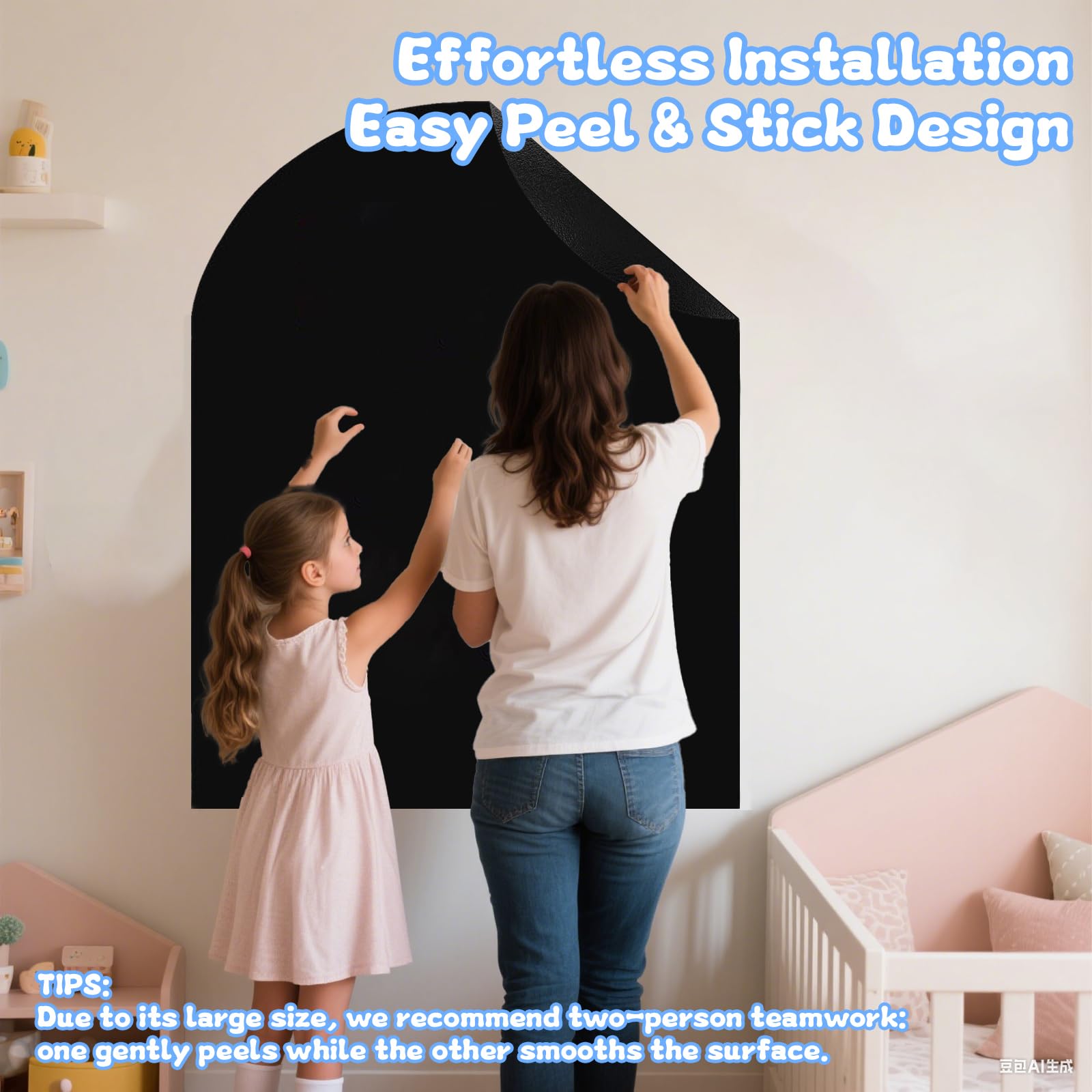 Tableau Magnétique Mural, 80x100cm Tableau Noir Adhésif Enfant Sticker Mural Magnétique Arche Film Tableau Ardoise Autocollant Effaçable Tableau Dessin Mur pour Chambre Salle de Classe avec Craies