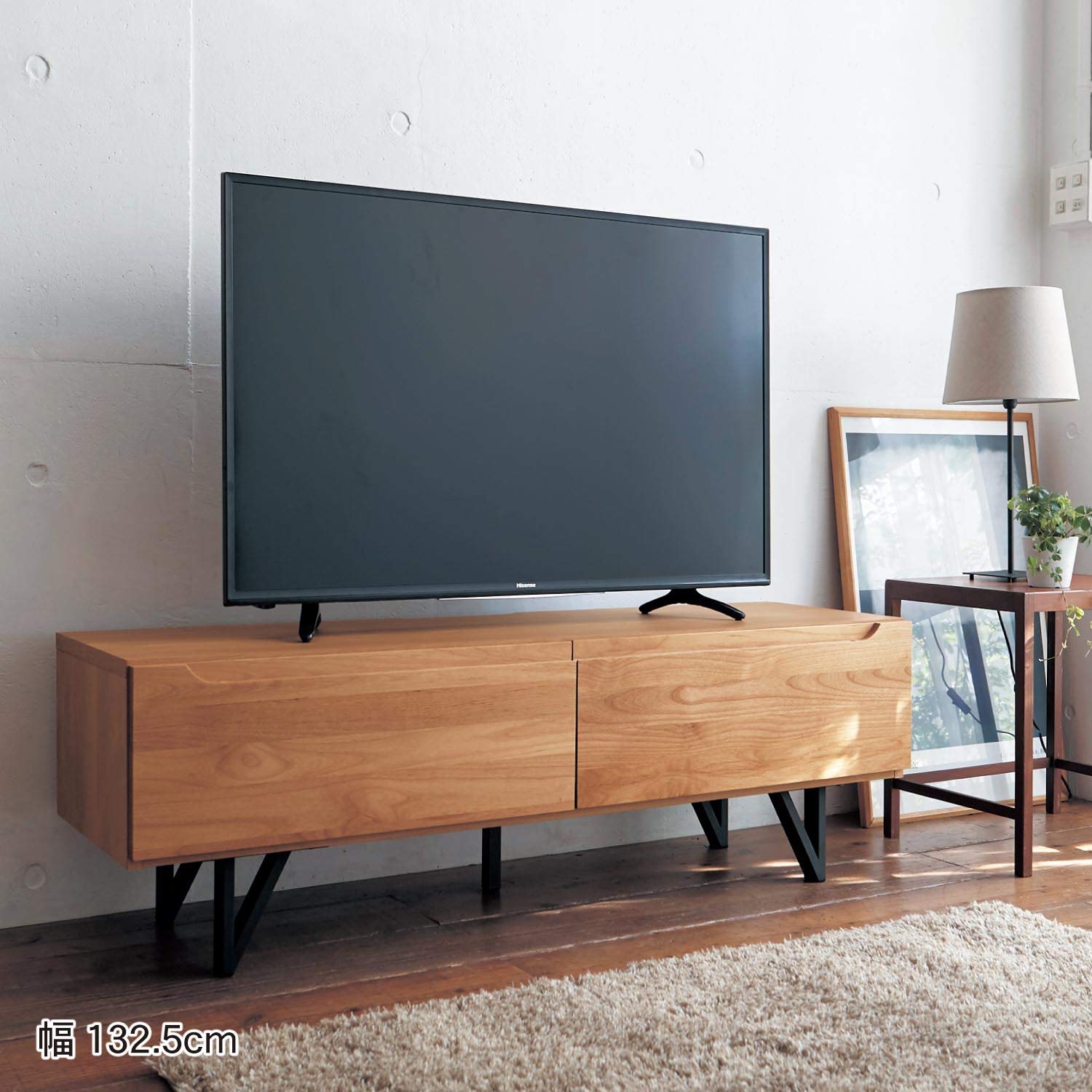 Amazon | [ベルメゾン] テレビ台 アルダー材 スチール脚 ローボード