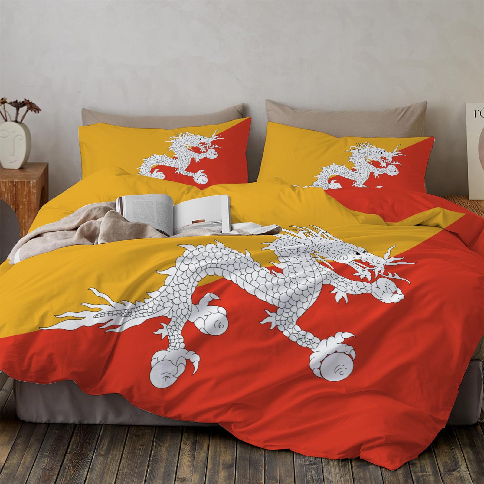 Housse de couette Bhoutan 140x200 de qualité supérieure aux couleurs patriotiques
